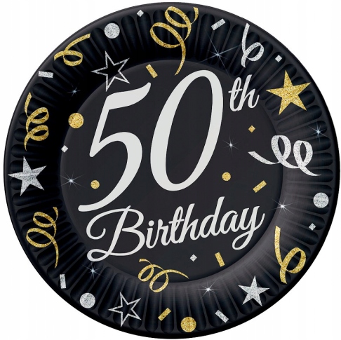 

Talerzyki papierowe 50 urodziny Birthday 23cm 6szt