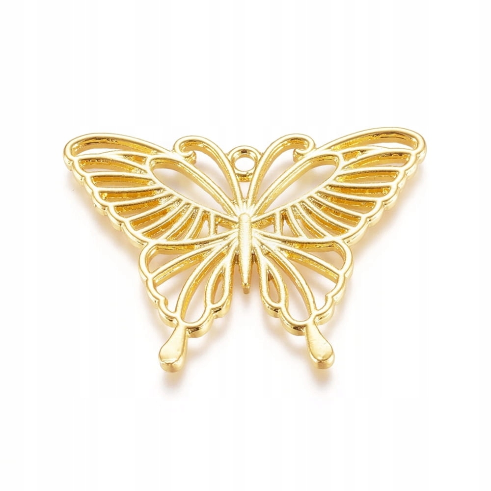 BEZ355 Zawieszka ramka do żywicy Motyl 42x30mm złota