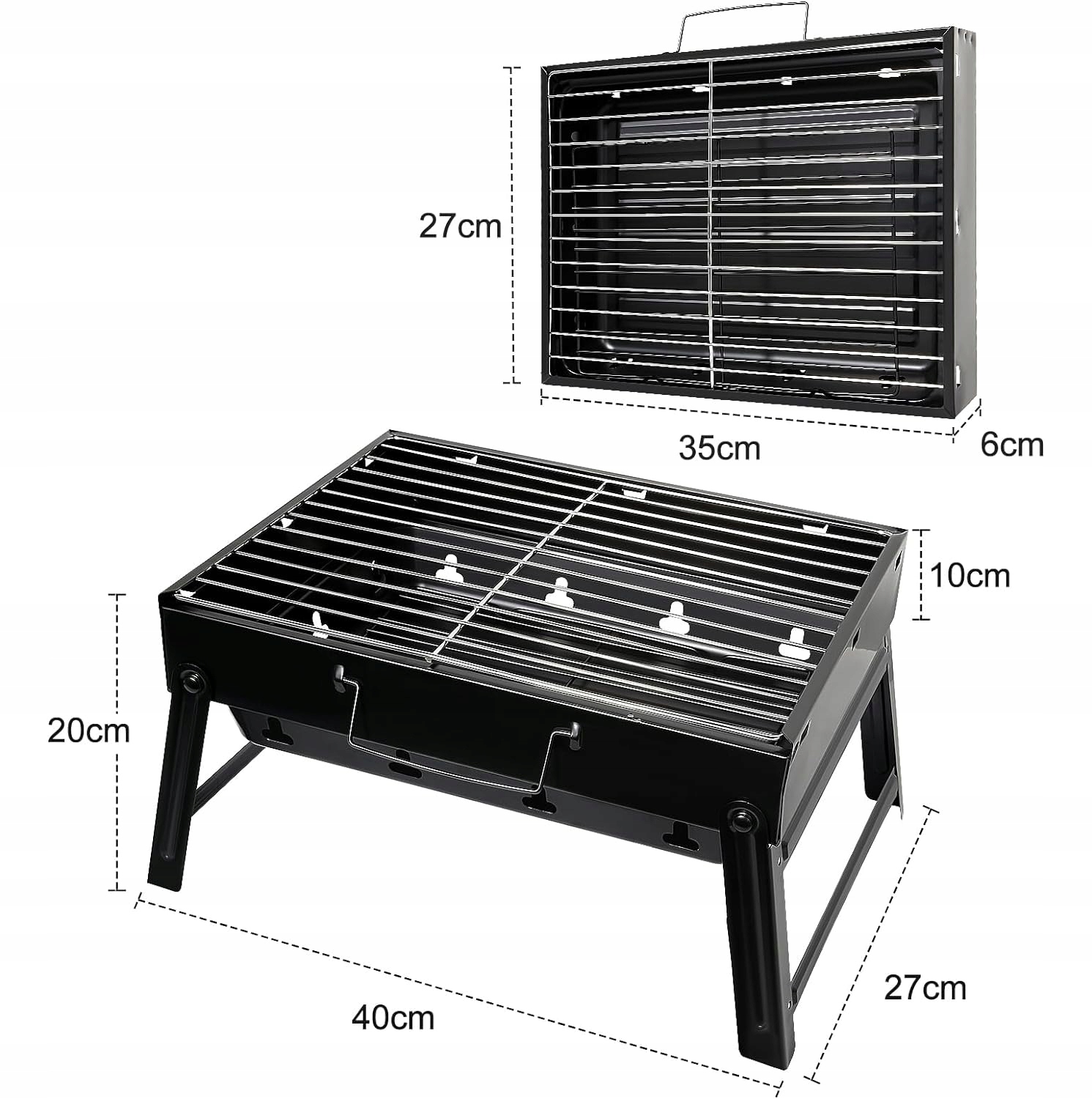 MAŁY PRZENOŚNY GRILL STAL NIERDZEWNA OGRODOWY SKŁADANY TURYSTYCZNY BBQ ...