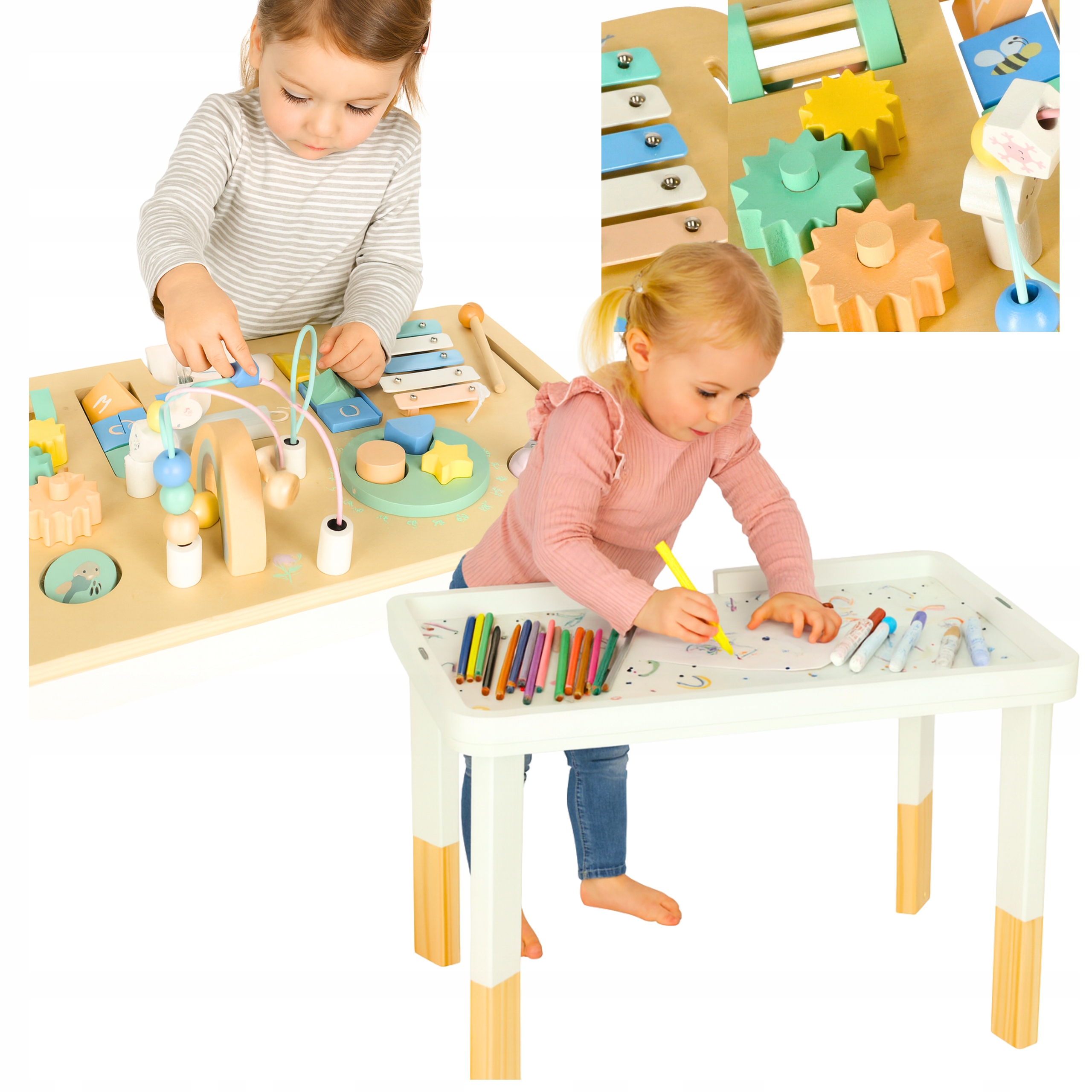 Stolik edukacyjny Tablica manipulacyjna Drewniany Sensoryczny Dla Dzieci