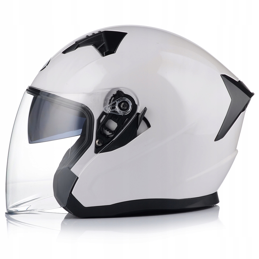 OTWARTY KASK MOTOCYKLOWY BIAŁY POŁYSK SKUTER CHOPPER + BLENDA + INTERKOM Typ Otwarte / Jet