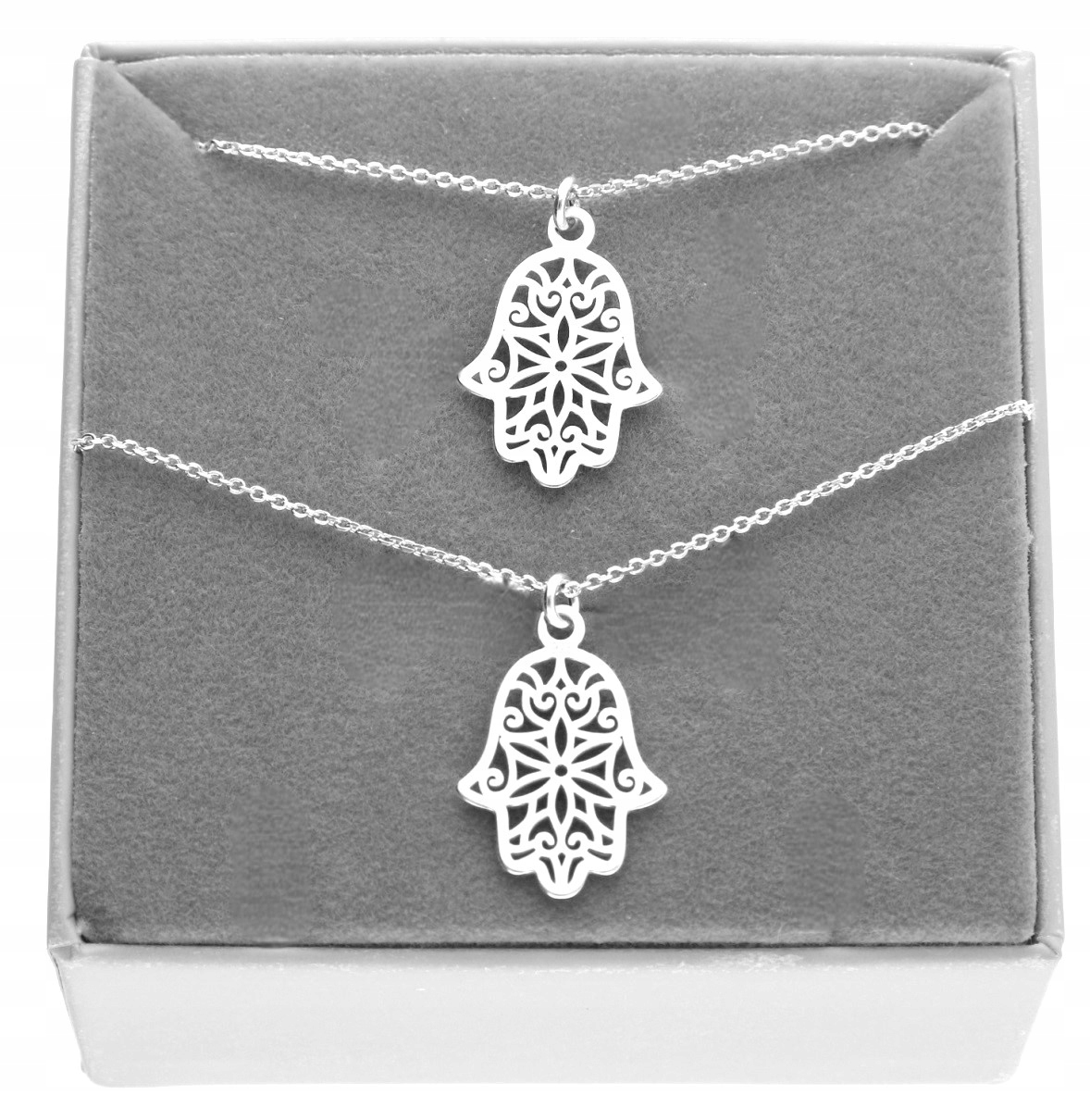 Sada stříbrných šperků Ruka Fatimy Hamsa talisman pro štěstí 925
