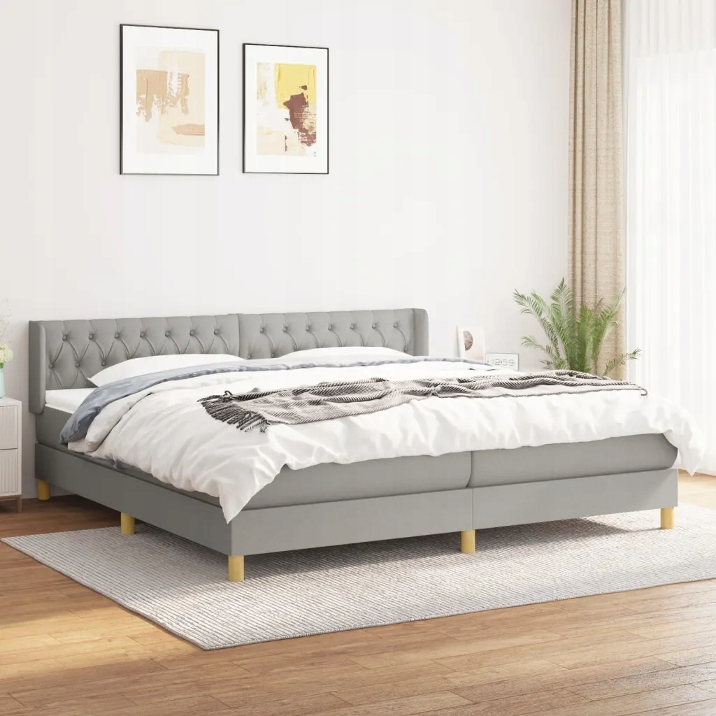 Box spring postel s matrací světle šedá 200 x 200 cm textil Šedá 3130537