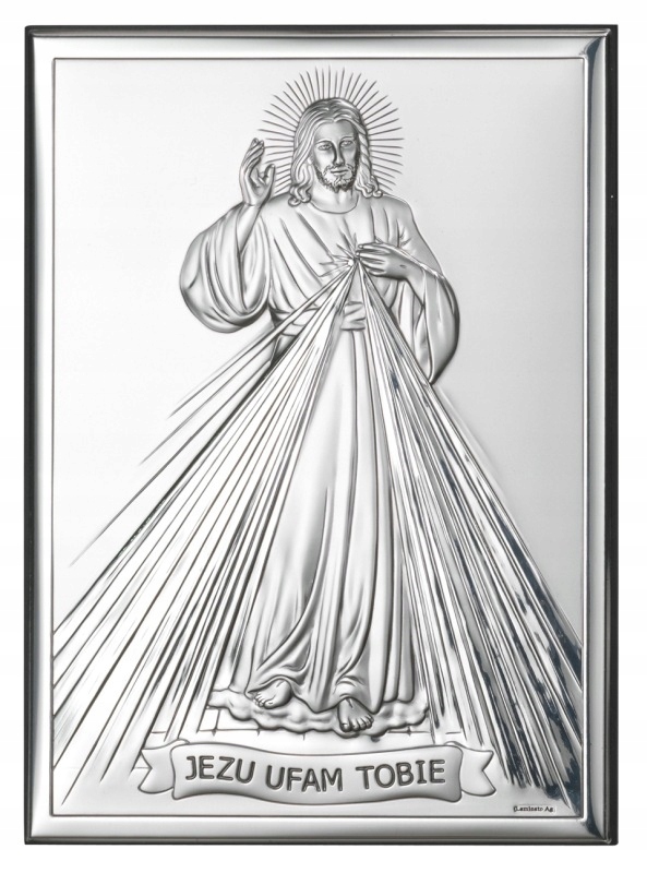 Stříbrný obrázek Ježíši, důvěřuji Ti Obraz dárek Gravírování Bonus