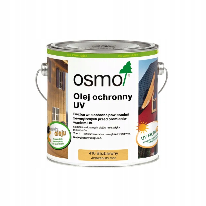 Osmo ochranný olej na dřevo Uv 410 pro venkovní i vnitřní použití, bezbarvý, 2,5 l