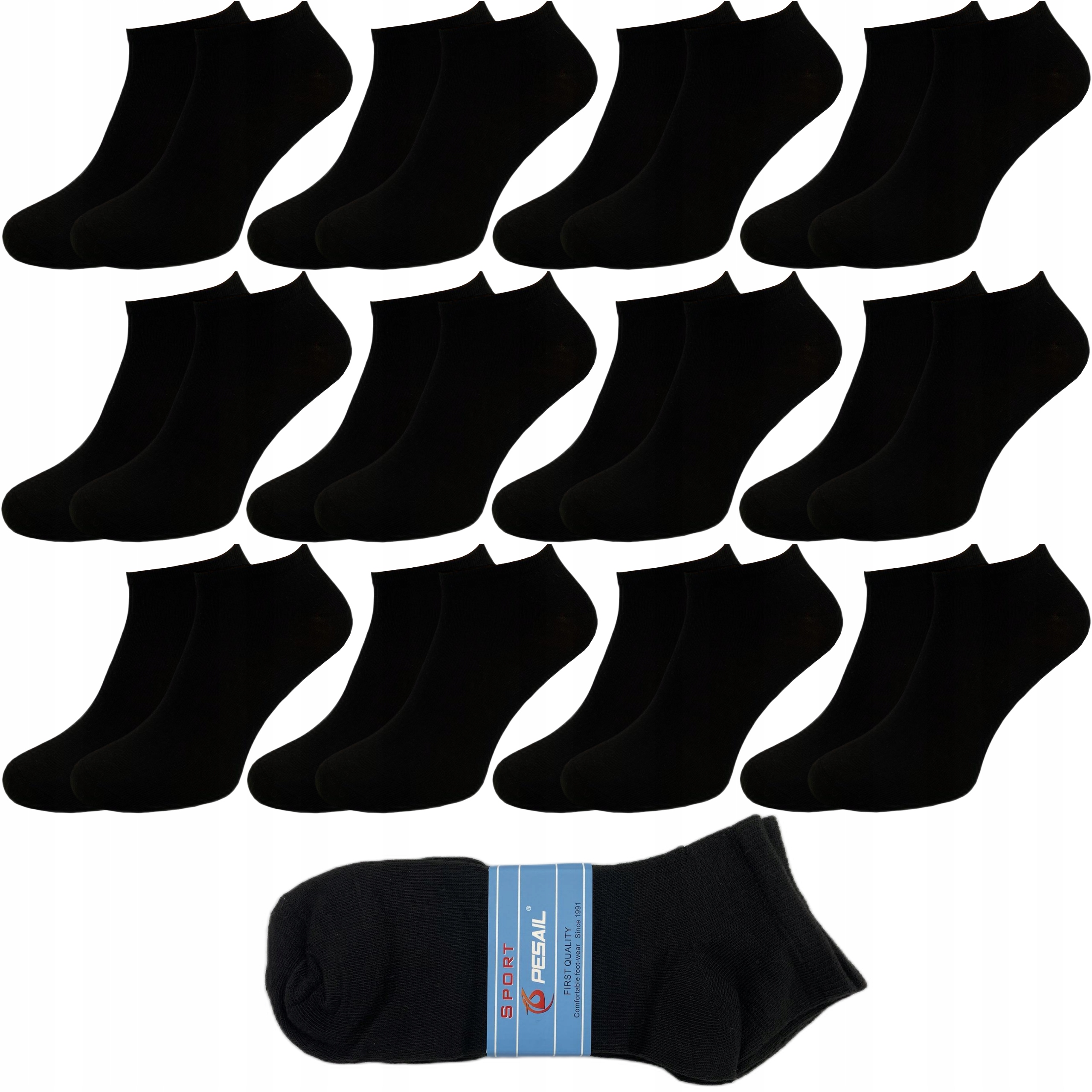 12x Členkové Ponožky čierne dámske bavlnené krátke 39-42
