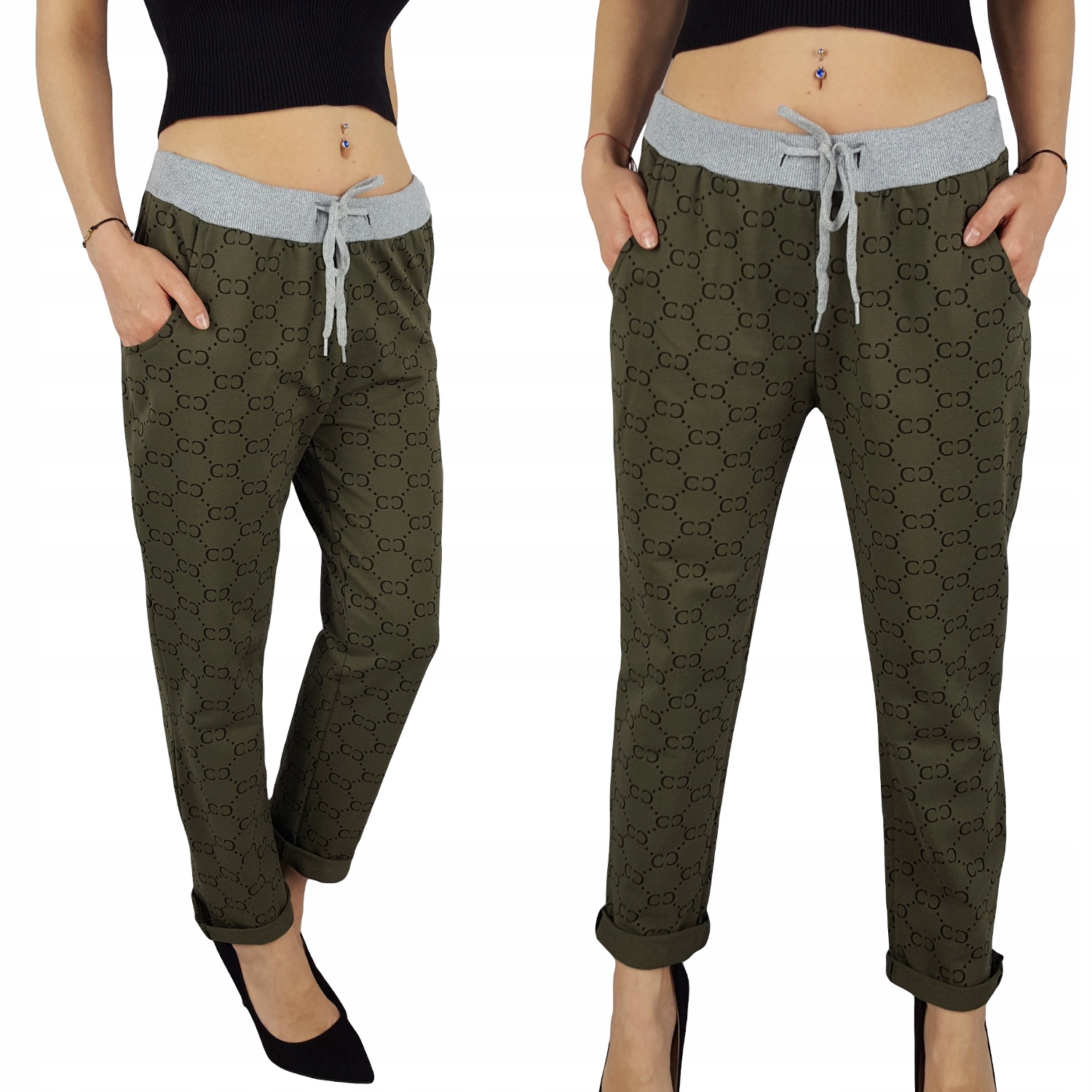 WYGODNE - SPODNIE - DRESOWE - KWIATY - BAWEŁNIANE