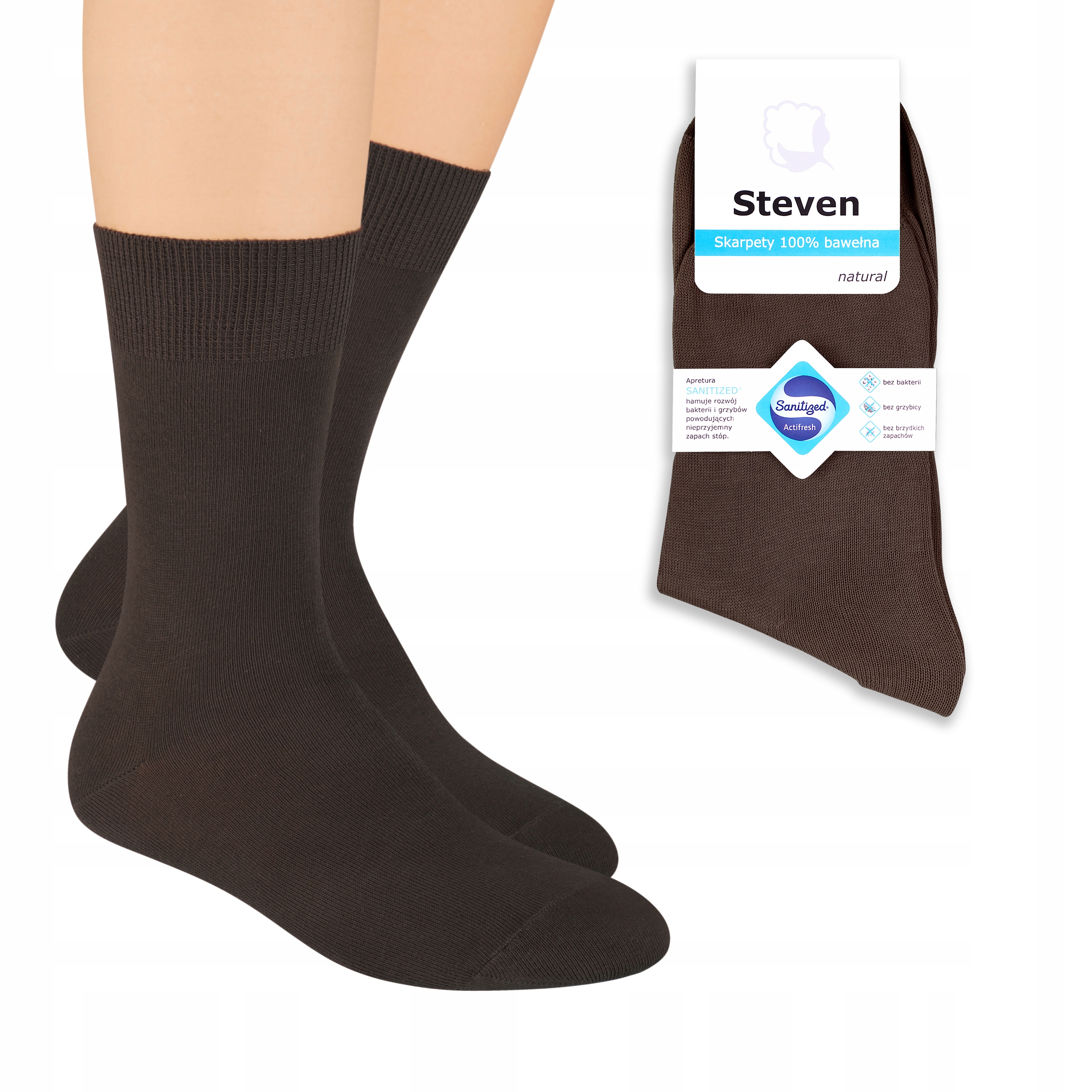 

Steven 055 Skarpety 100% Bawełna Brązowy 41-43