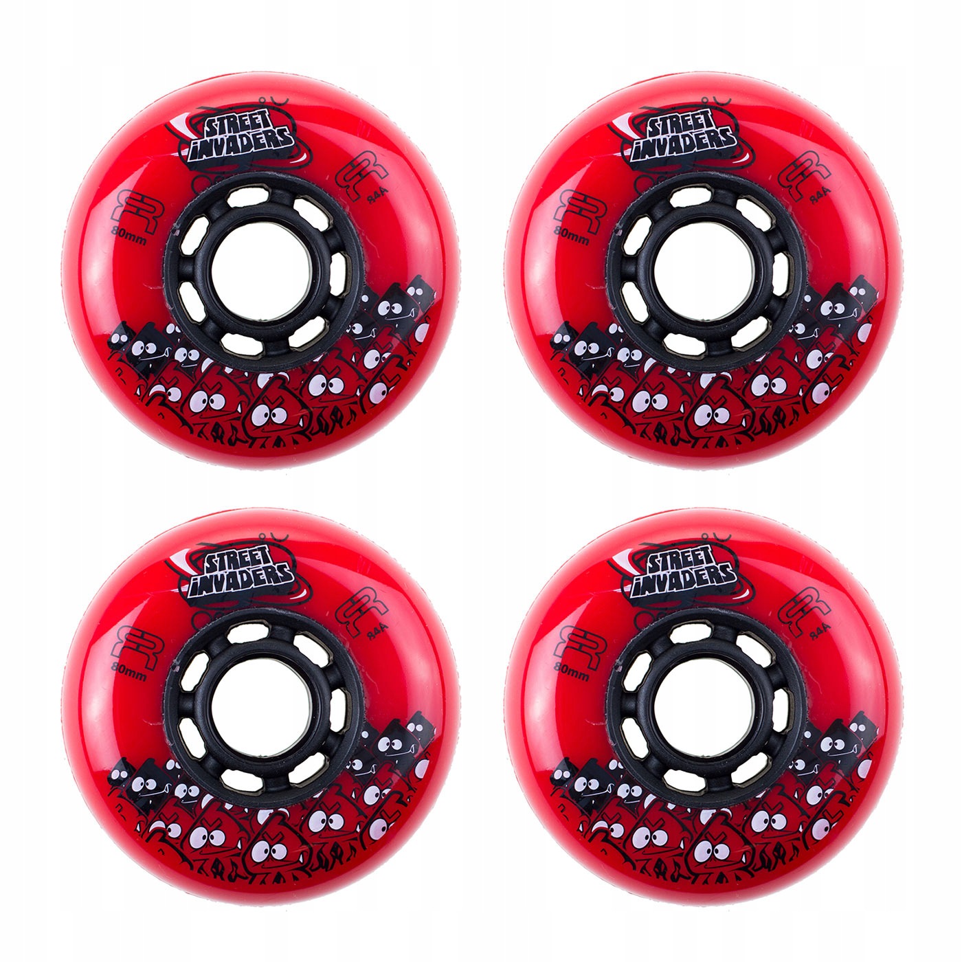 Kolečka pro kolečkové brusle Fr Street Invaders 80 mm/84A Červené 4 kusy