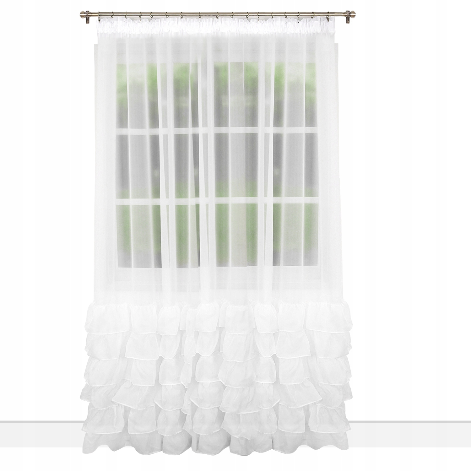 

Firana woal biała przelotki Dolly falbany 250x145