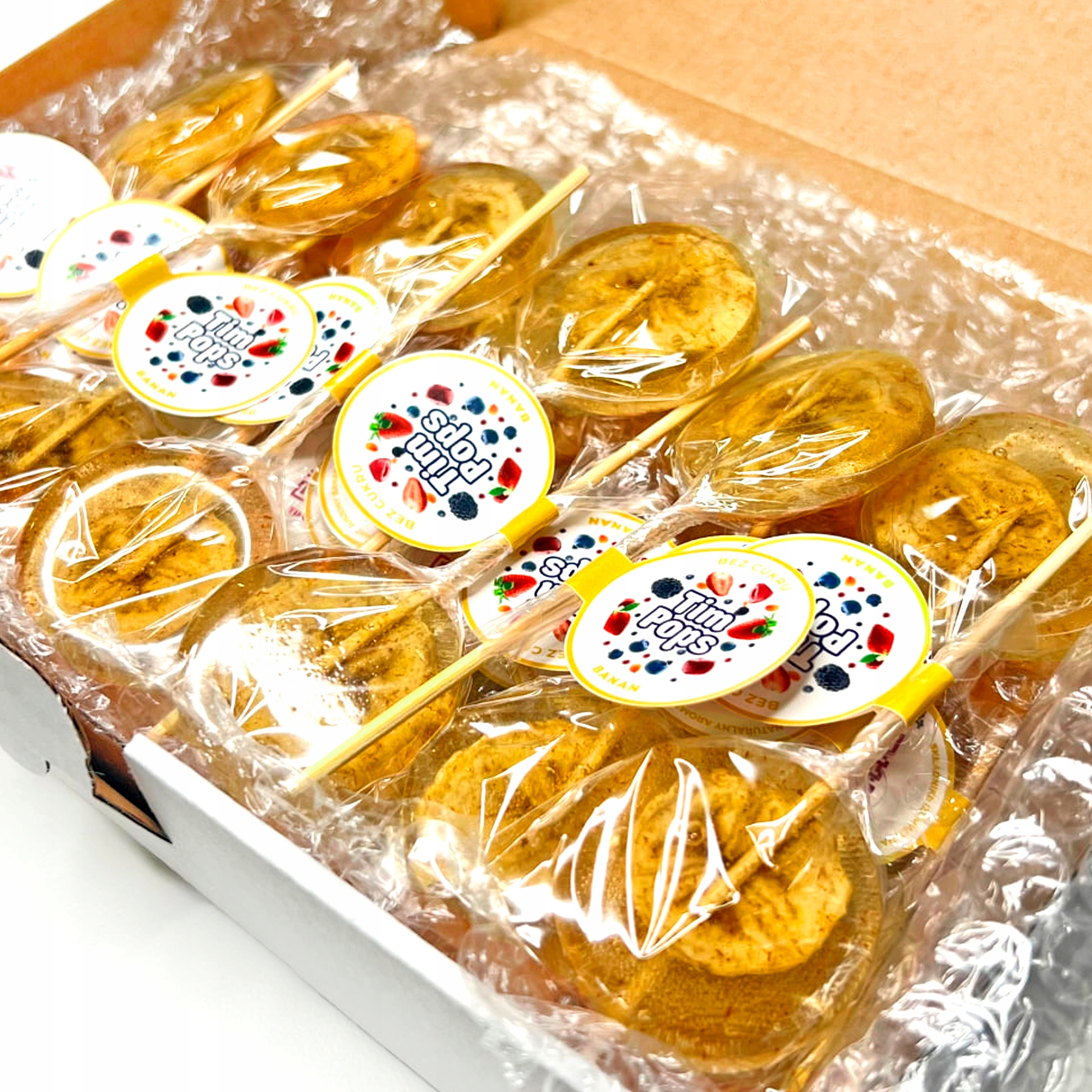 Sada 25 lízátek TimPops (bez cukru) – Banán – Vánoční dárek pro děti