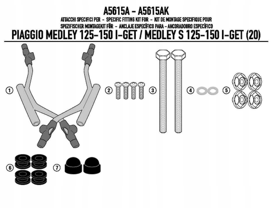 Kappa Upevnenie Skla 7057AK Piaggio Medley 125-150 i get Medley S 125-15