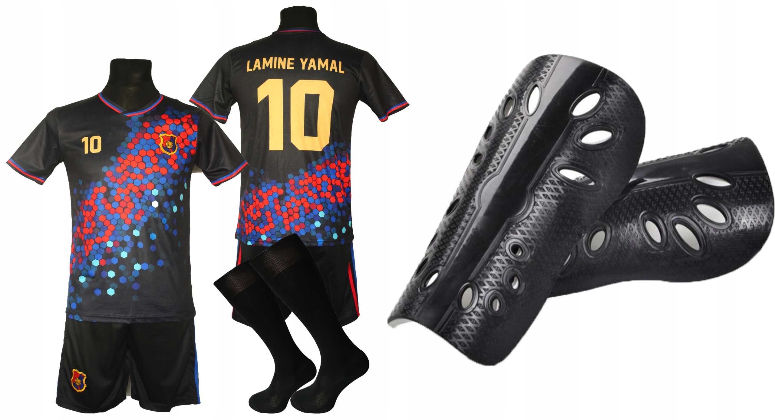 strój piłkarski dla dzieci Lamine Yamal getry ochraniacze 122