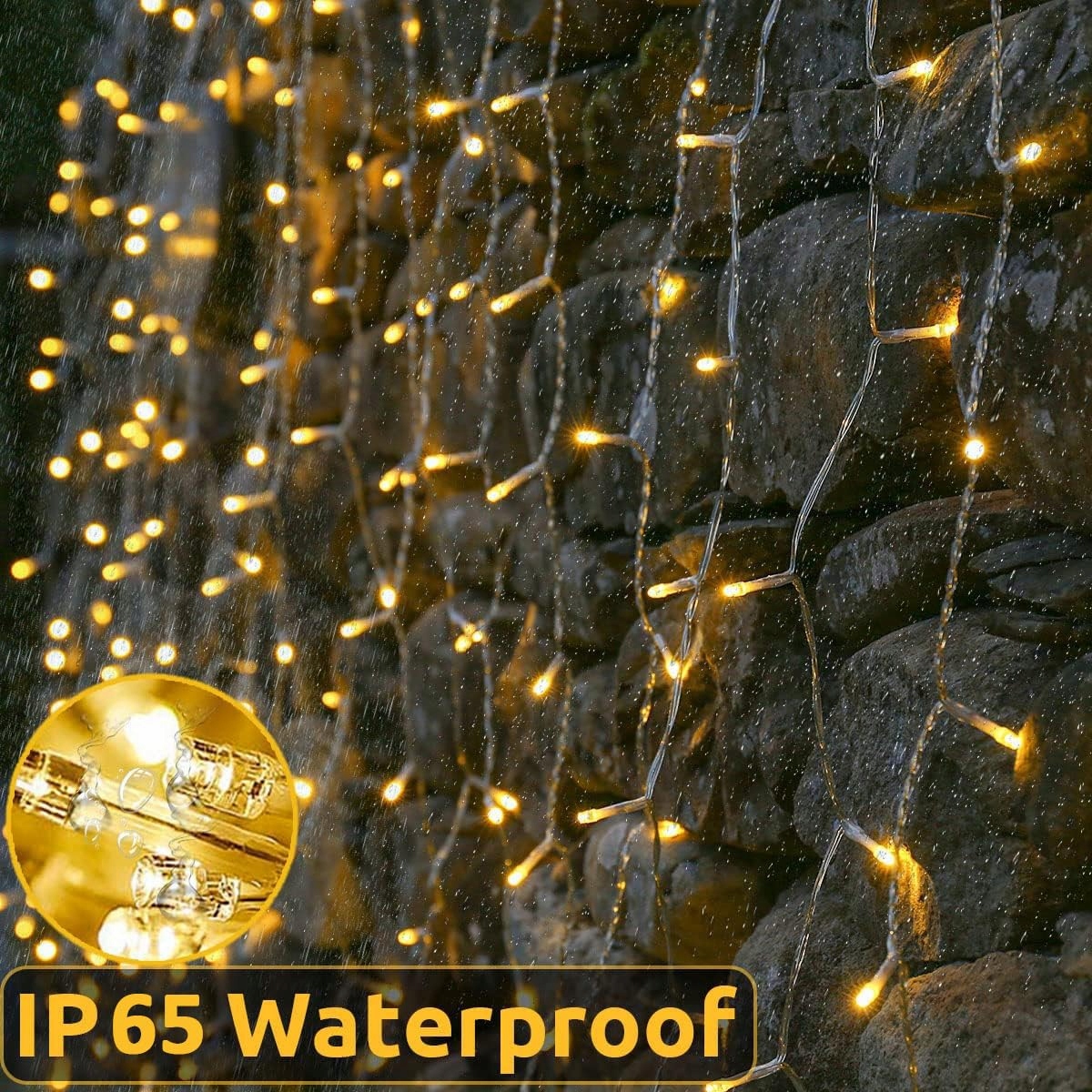 JOYCOME Girlanda Lampki Kurtyna Świetlna Światełka Ciepłe 6mx3 m 600 LED — miniatura 4