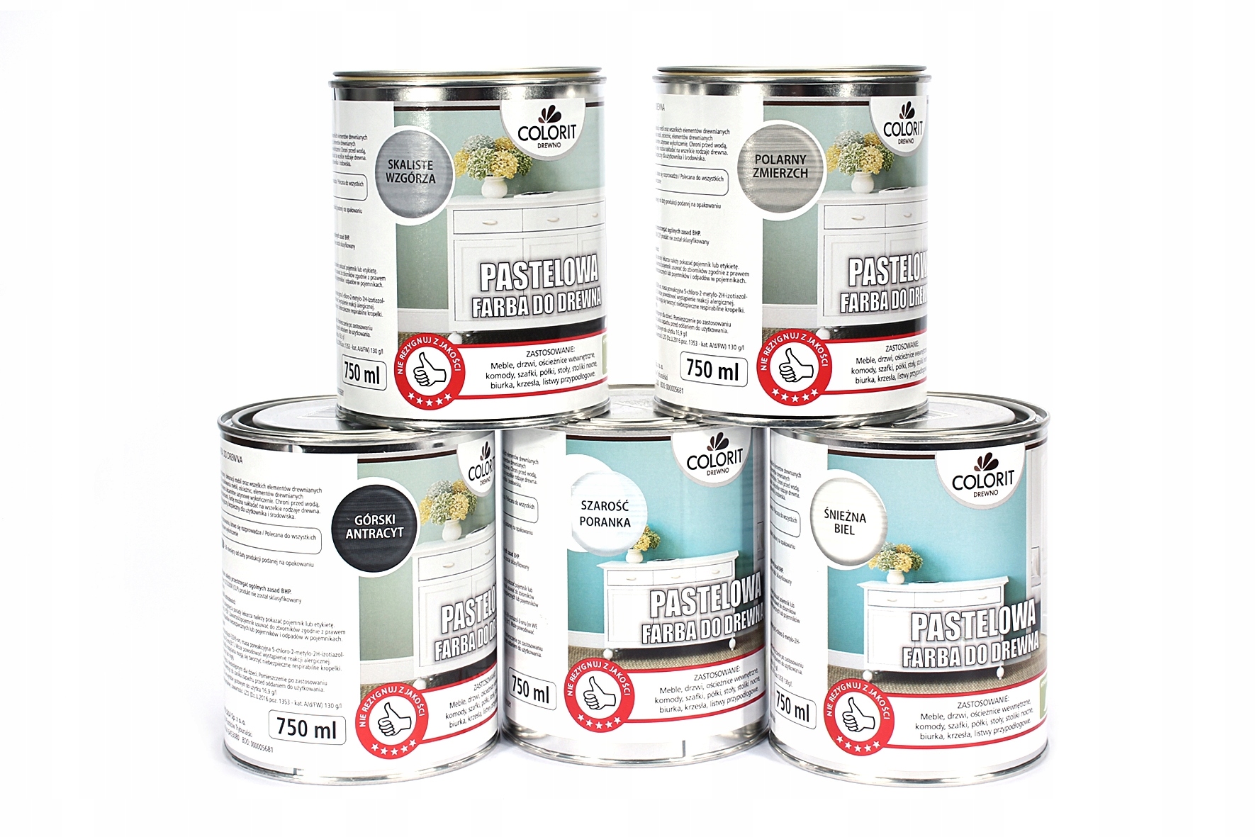 PASTELOWA FARBA DO DREWNA 750ml COLORIT 8 KOLORÓW