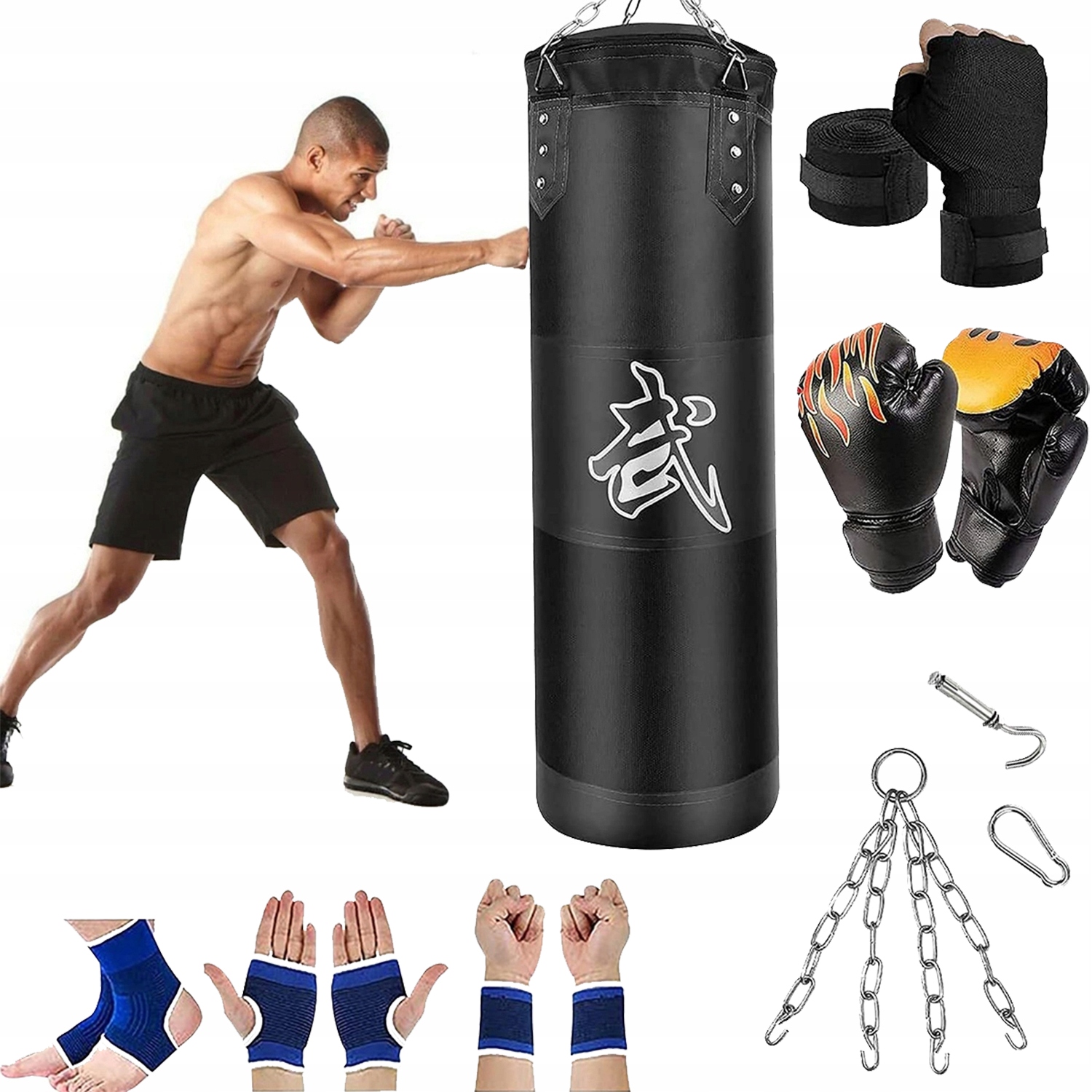 Ciężki worek bokserski dla dorosłych, nastolatków i dzieci 120 x 40 cm