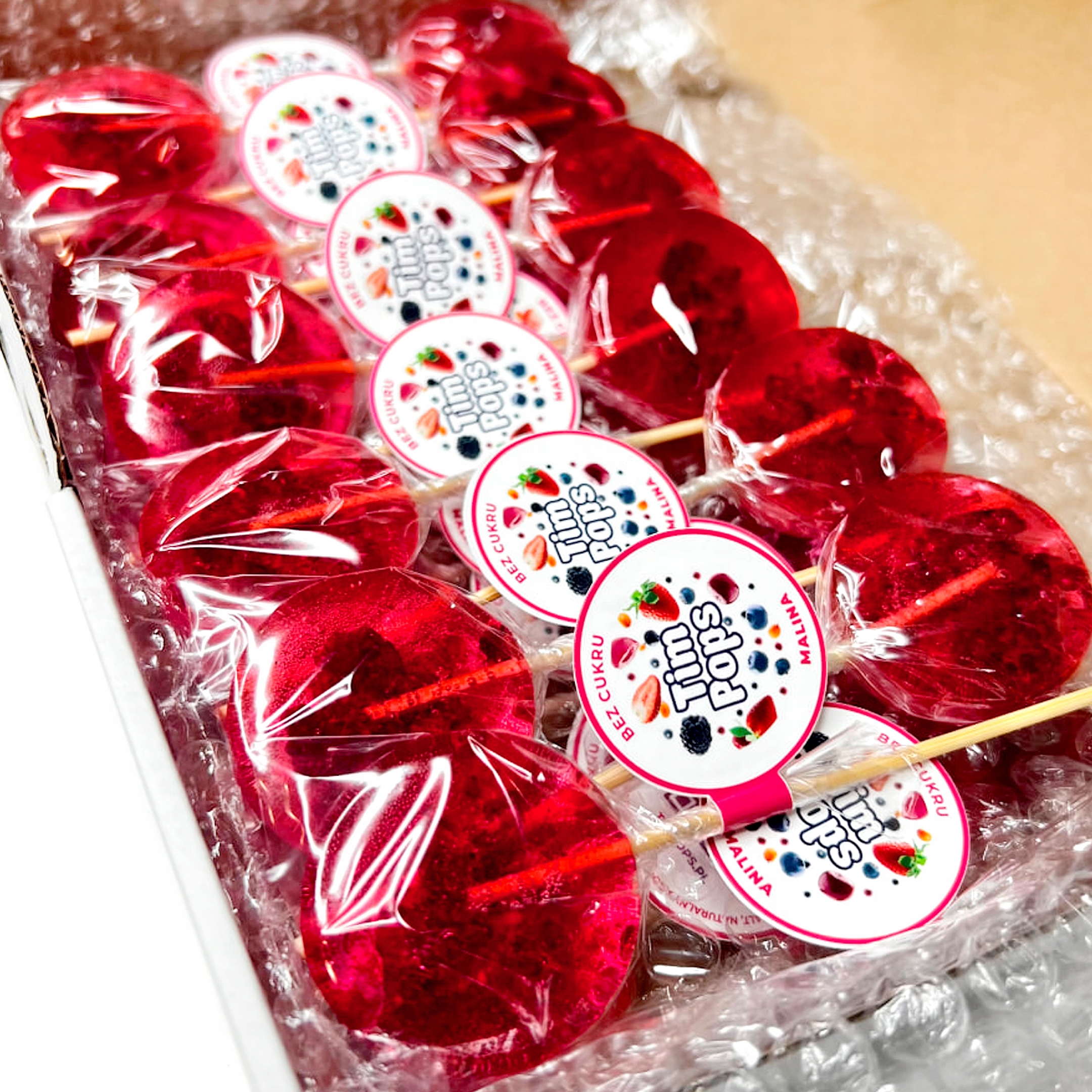 Sada 25 lízátek TimPops (bez cukru) – Malina – Na Valentýna