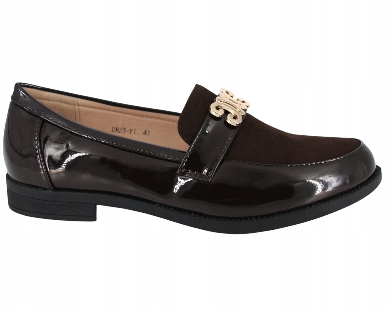 Hnědé Lakované Mokasíny Velké Velikosti Dámské Boty Loafersy 43