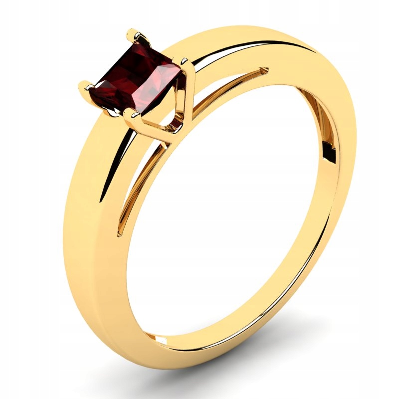 

Pierścionek Złoty Klasyczny Z Bordową Cyrkonią 4MM