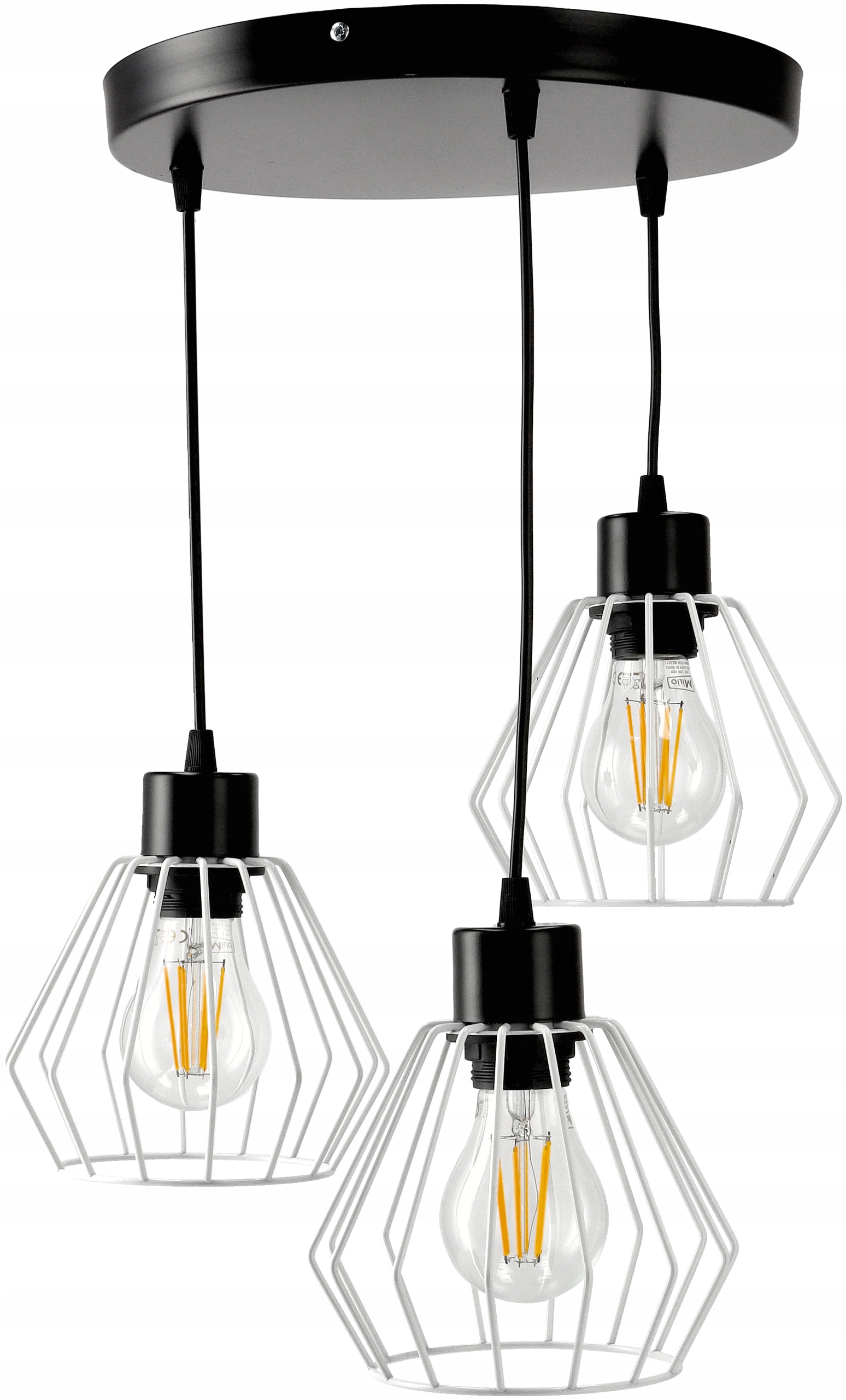 

Lampa Sufitowa Wisząca Diament Biały 3X E27