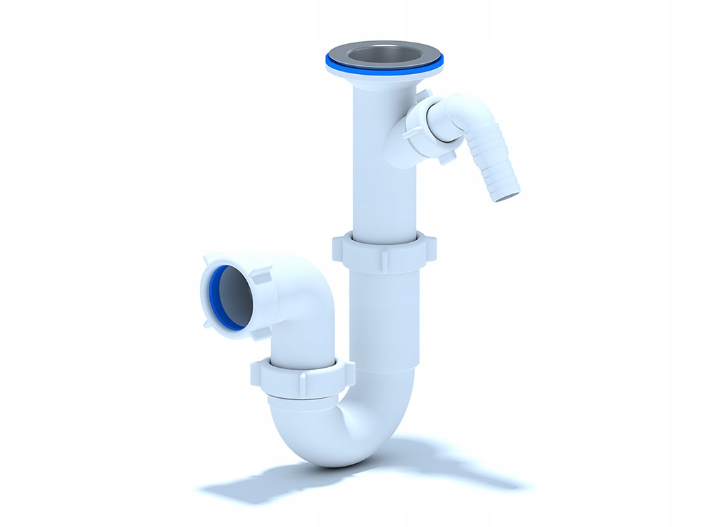 Syfon do zlewu pojedynczy rurowy pralka/zmywarka