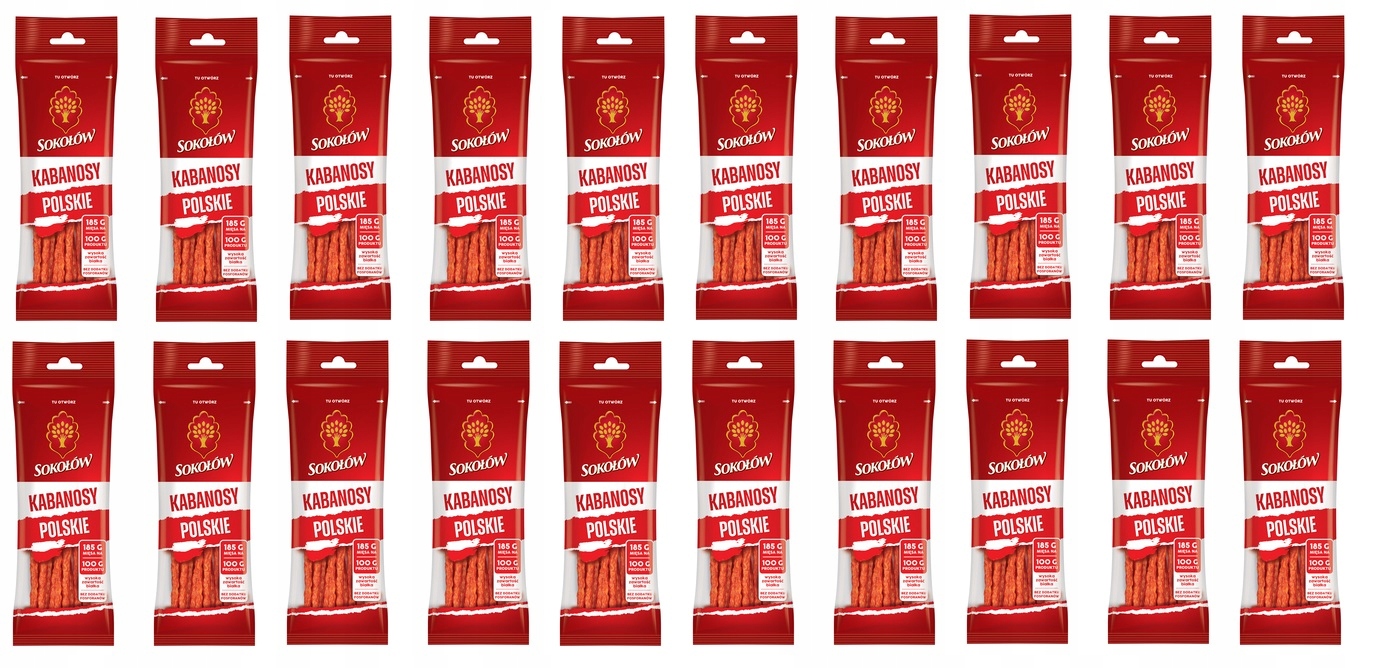 Levně 20 x 100 g Sokołów Gold Kabanosy polské bez lepku Karton
