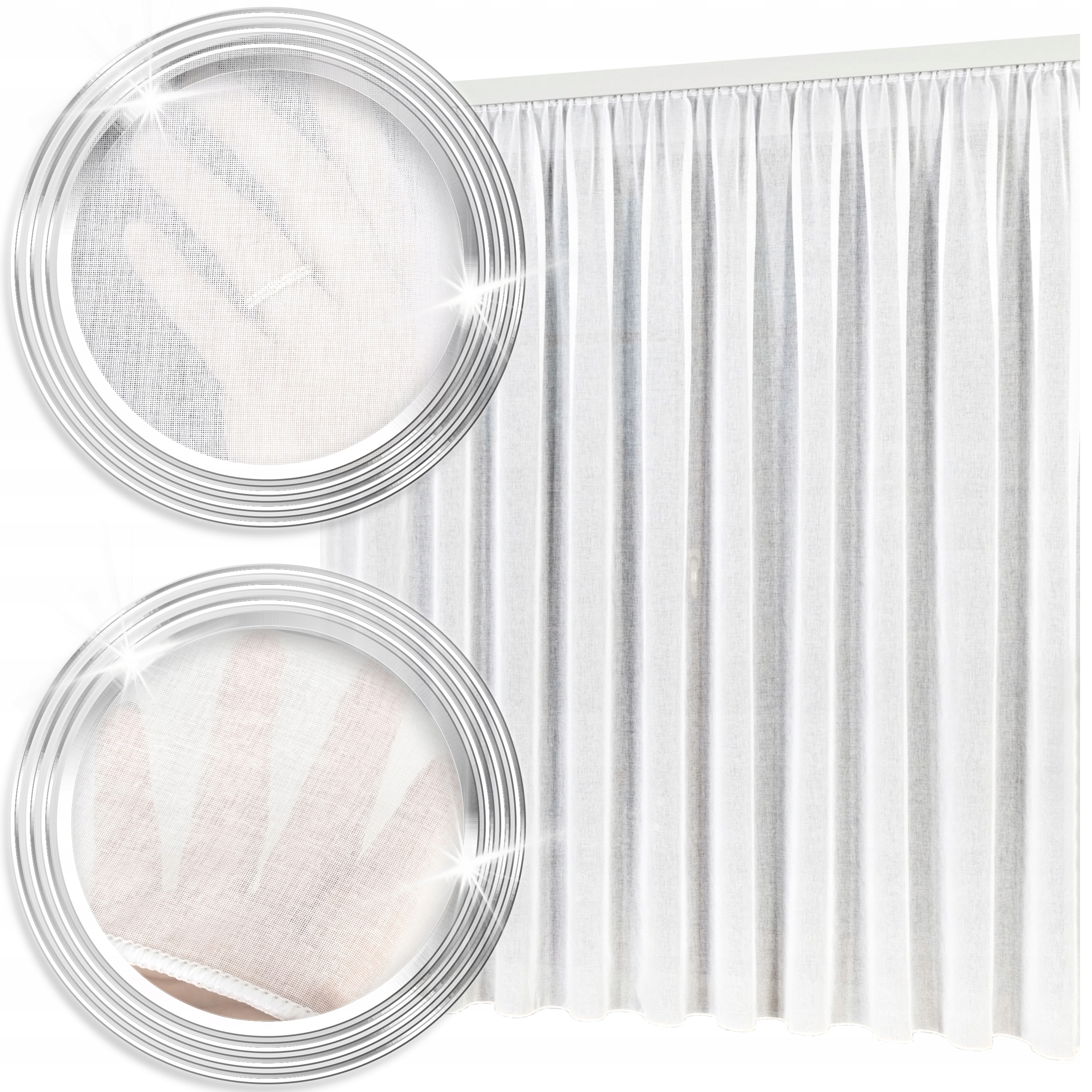 Hotová Záclona Bílá Etamina Na Pásku S Olovnicí Do Obývacího Pokoje 300x235