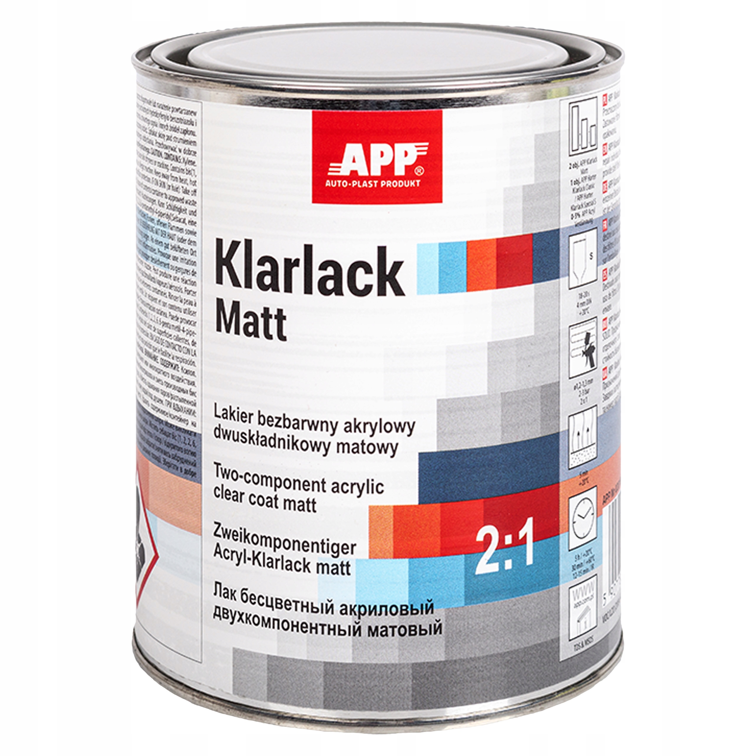 App Klarlack Matt 2:1 Lakier bezbarwny akrylowy dwuskładnikowy Matowy 1L