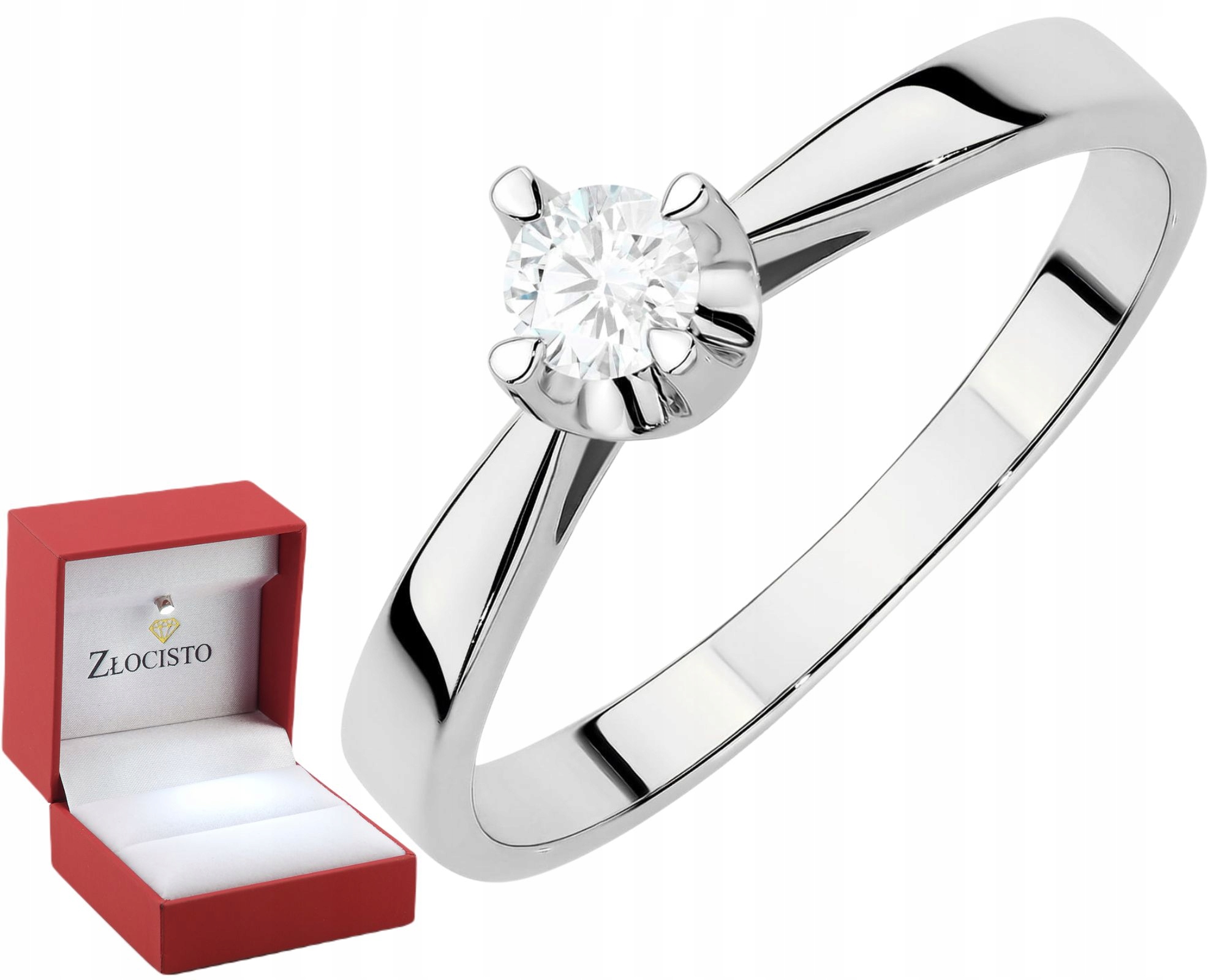 Bílé Zlato Klasický Prstýnek Briliant Lab Drť 585