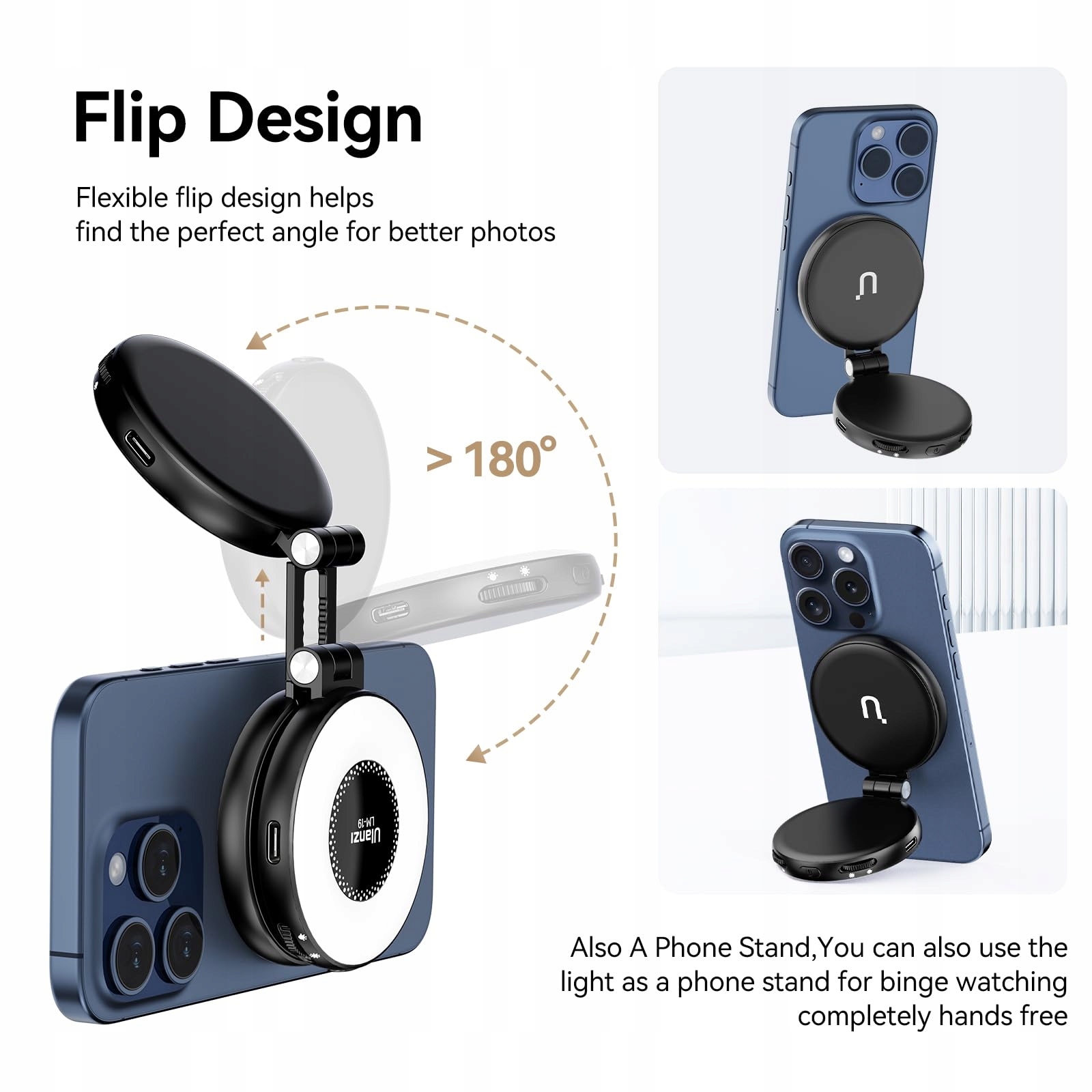 ULANZI LM19 Magnetyczne Światło Selfie Do Telefonu 3 Kolory 2500k-8500k — miniatura 3