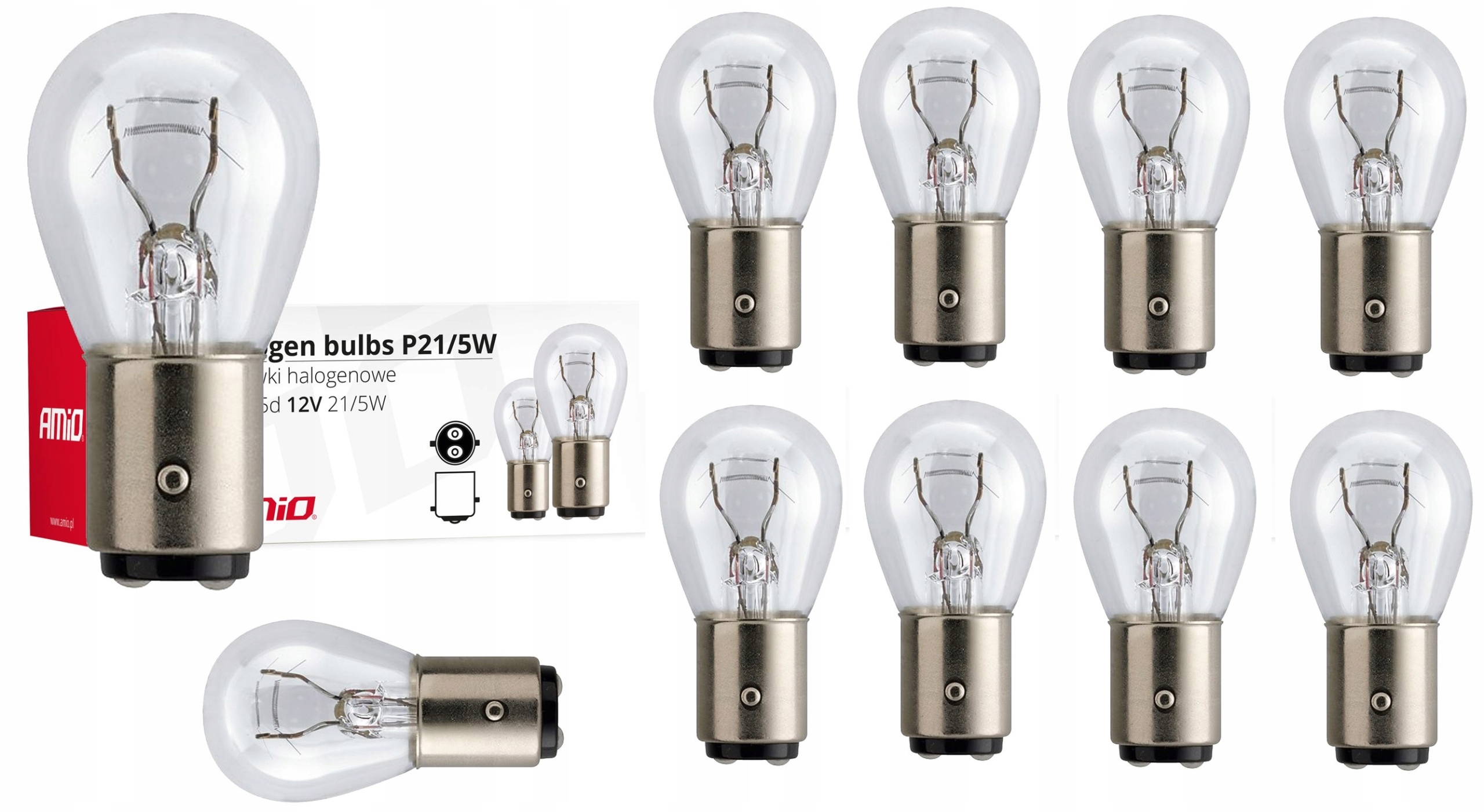 10x Żarówka halogenowa P21/5W BAY15D 12V Homologacja do auta samochodu 12V