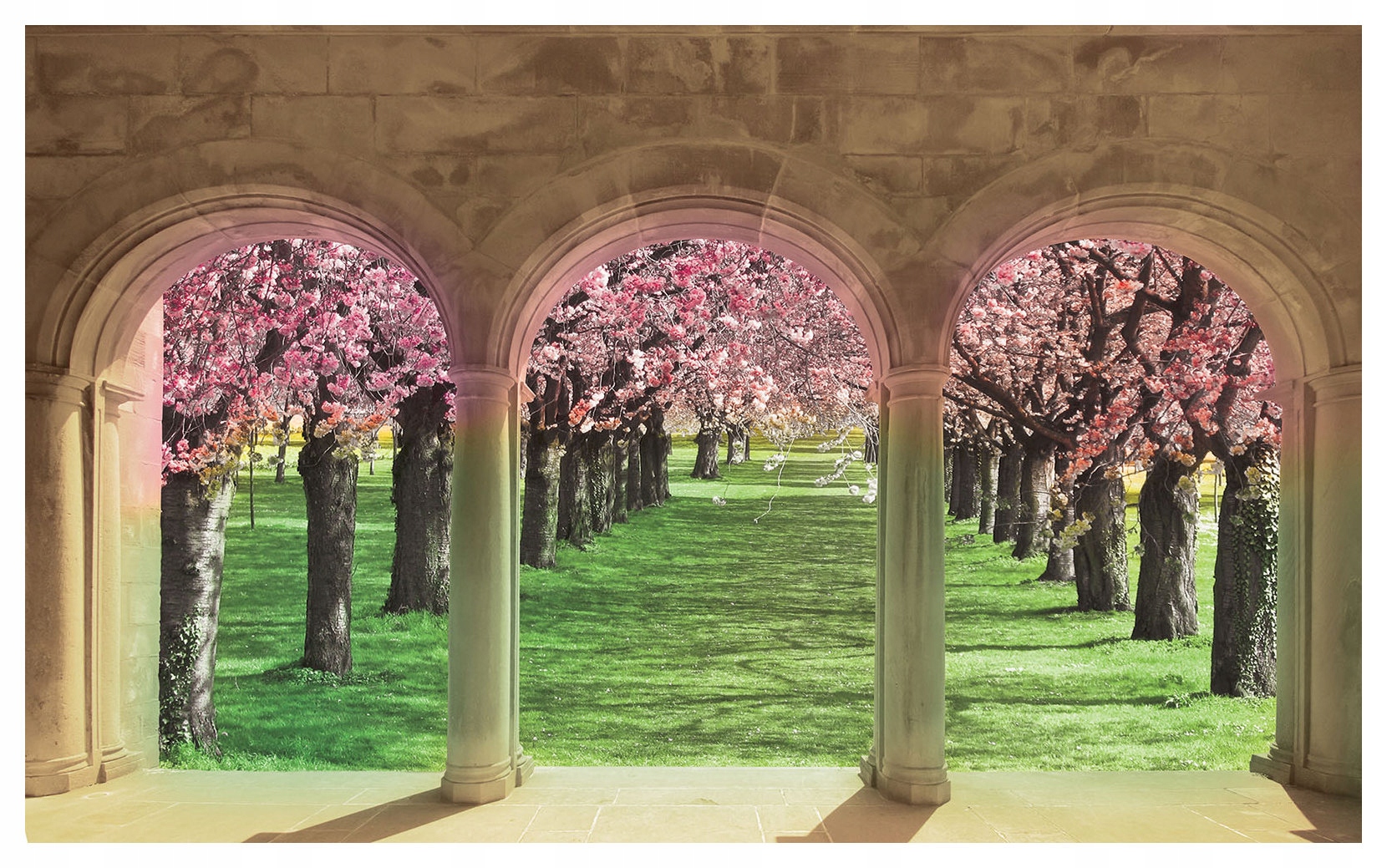 Fototapeta Ružová Arkadia Jar Kvetinová záhrada Perspektíva 312x219 lepidlo