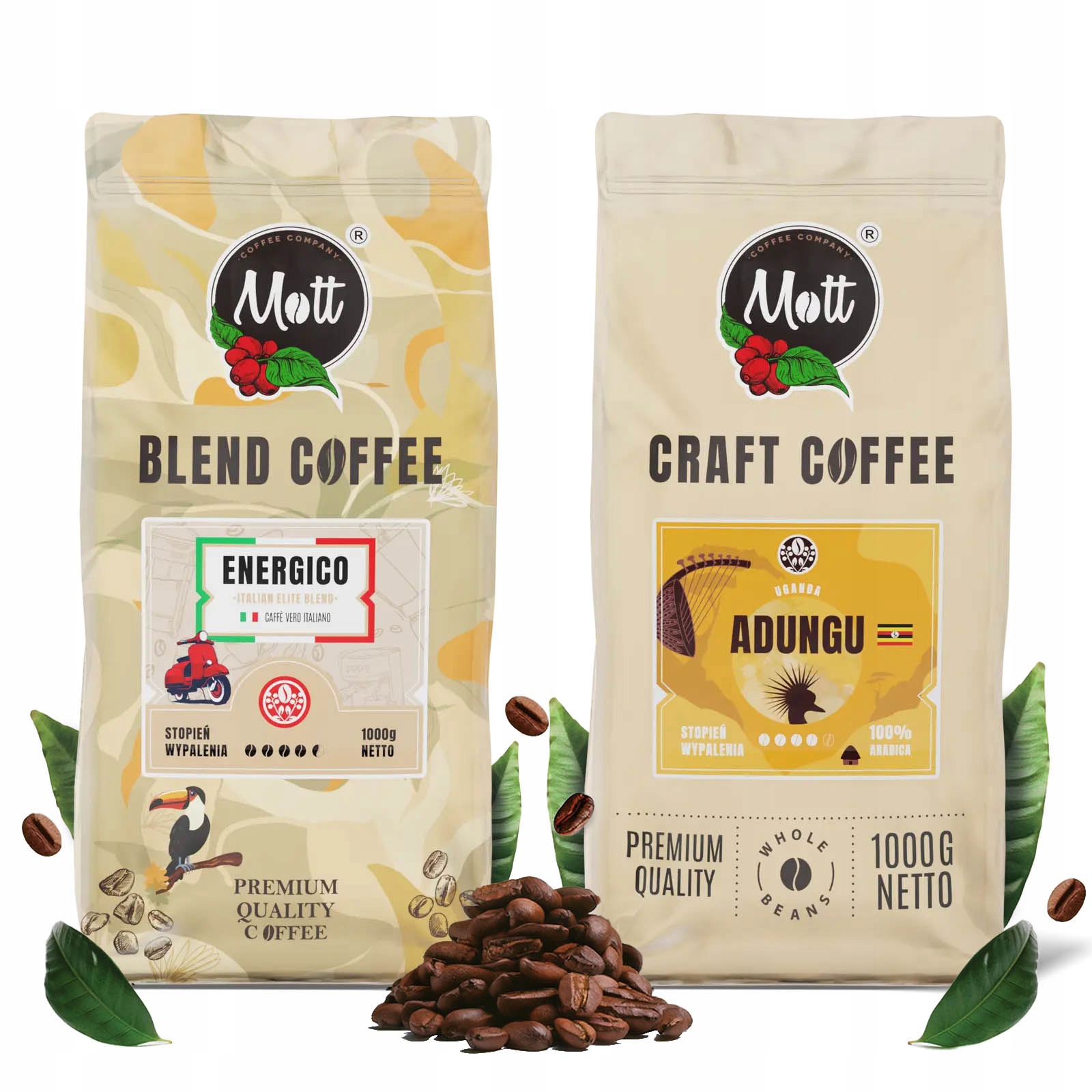 Sada káv Mott 2x1kg 100% Arabica z pražírny kávy Mott Coffee