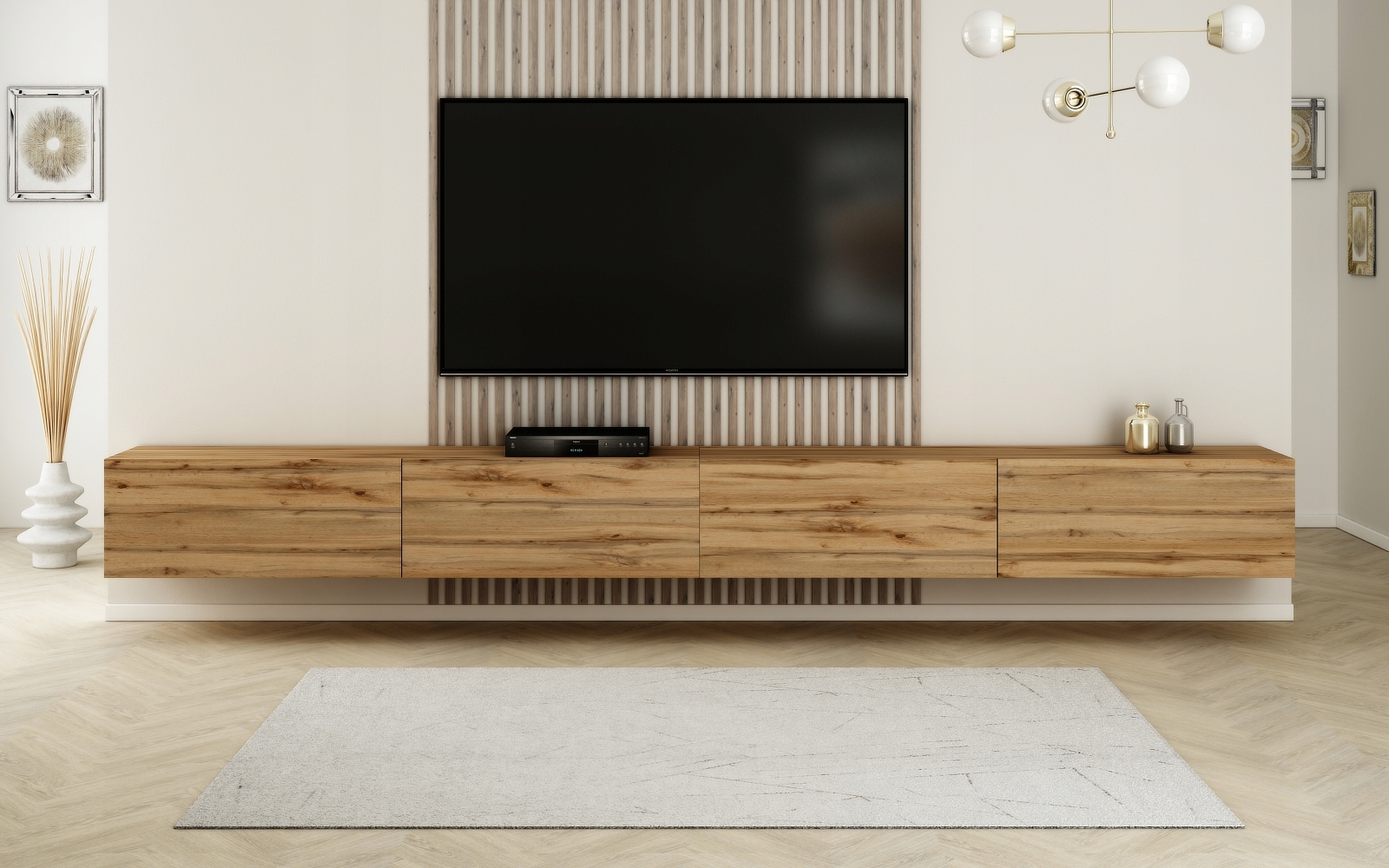 SZAFKA RTV POD TELEWIZOR KOMODA WISZĄCA 280 CM DĄB WOTAN