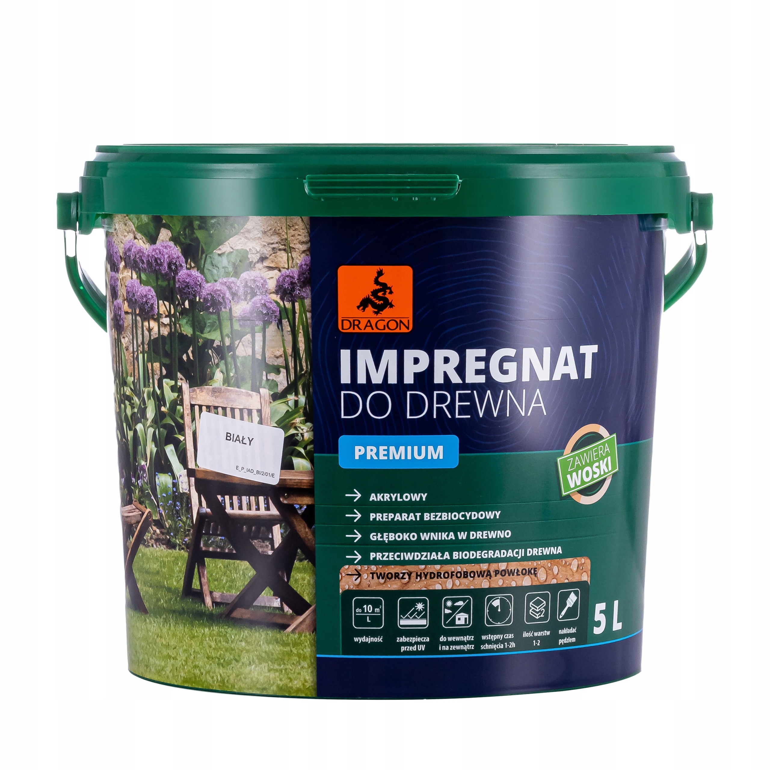 DRAGON Impregnat Akrylowy do Drewna 5L BIAŁY Marka Dragon