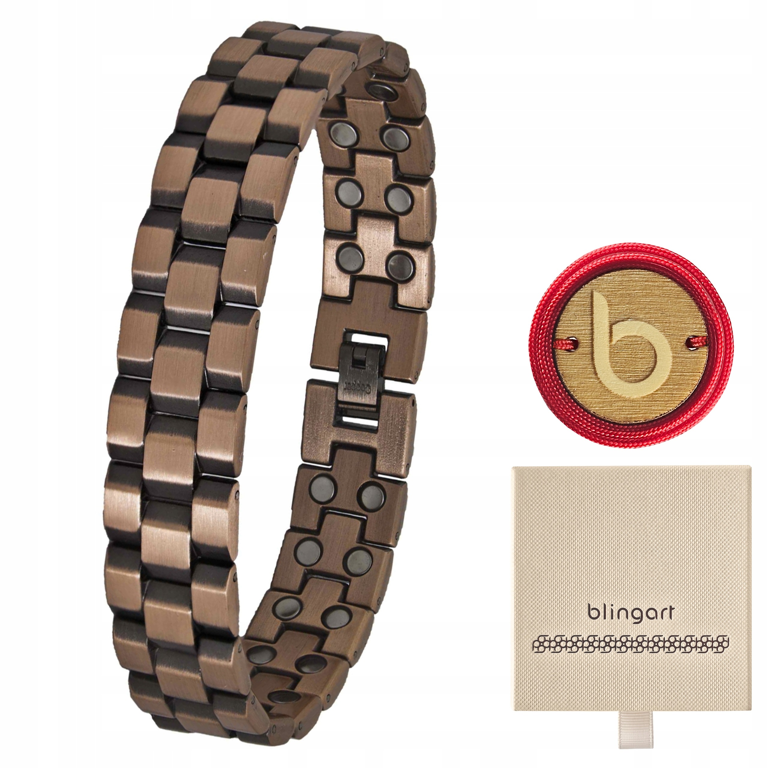 Měděný náramek dámský zdravotní, široký, magnetický Blingart