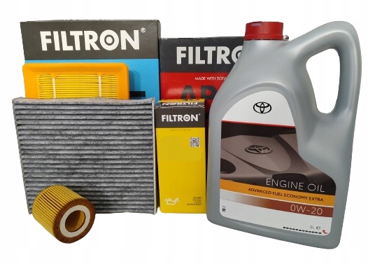 Sada 3 Filtrů Toyota Auris II 12-18 1.8 Hybrid 99 Km Olej Toyota 0W20 5L