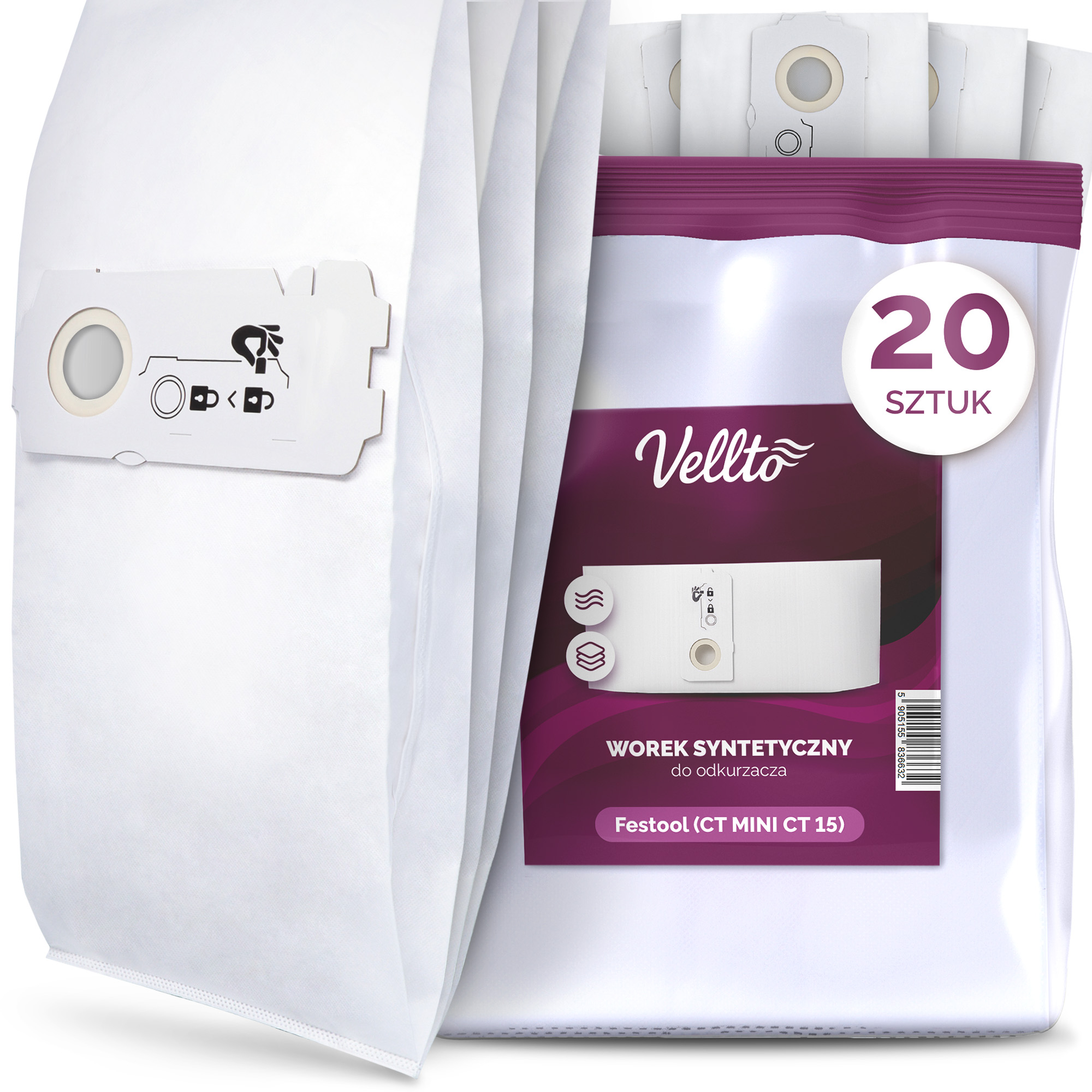 20 x Sáček na vysavač Festool Ct 15 Ct Mini MIDI Ctc Sc-fis-ct Sáčky 2043 G9