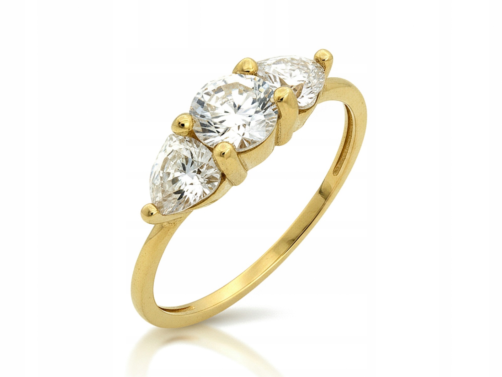 Zlatý prstýnek 585 s velkými 1.46g Bílými zirkony 12r