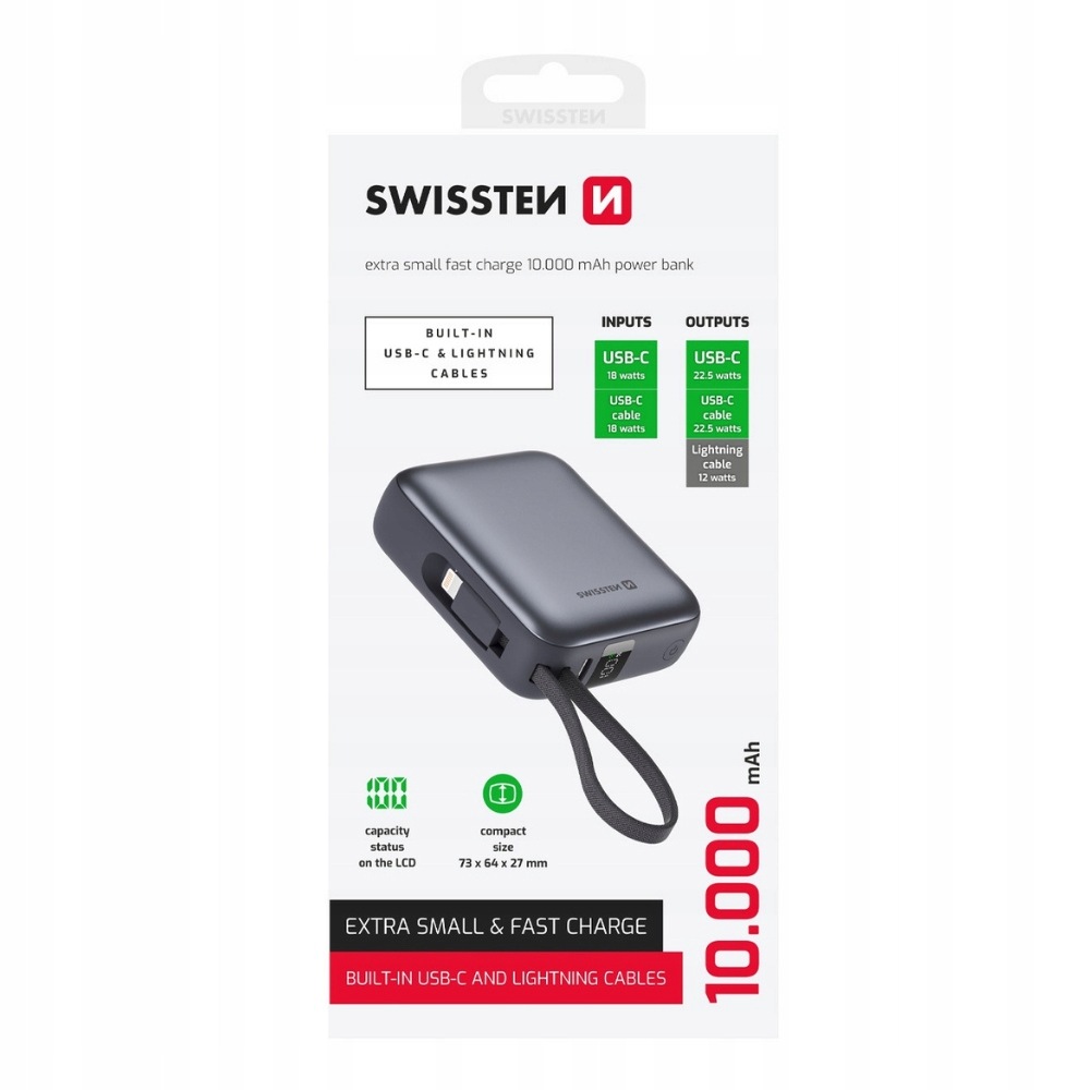 Powerbank Swissten Space 10000mAh 22.5W Usb-c