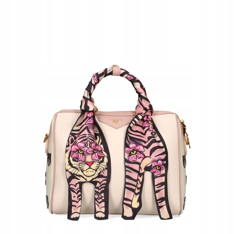 Torebka damska Ego premium skórzana A5 crossbody 2 paski apaszka stylowa