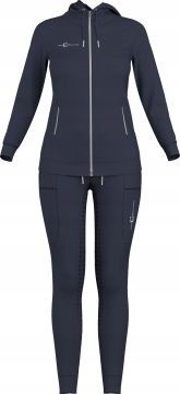 Dres jeździecki bluza zamek i spodnie z silikonem Covalliero granatowy Xxs