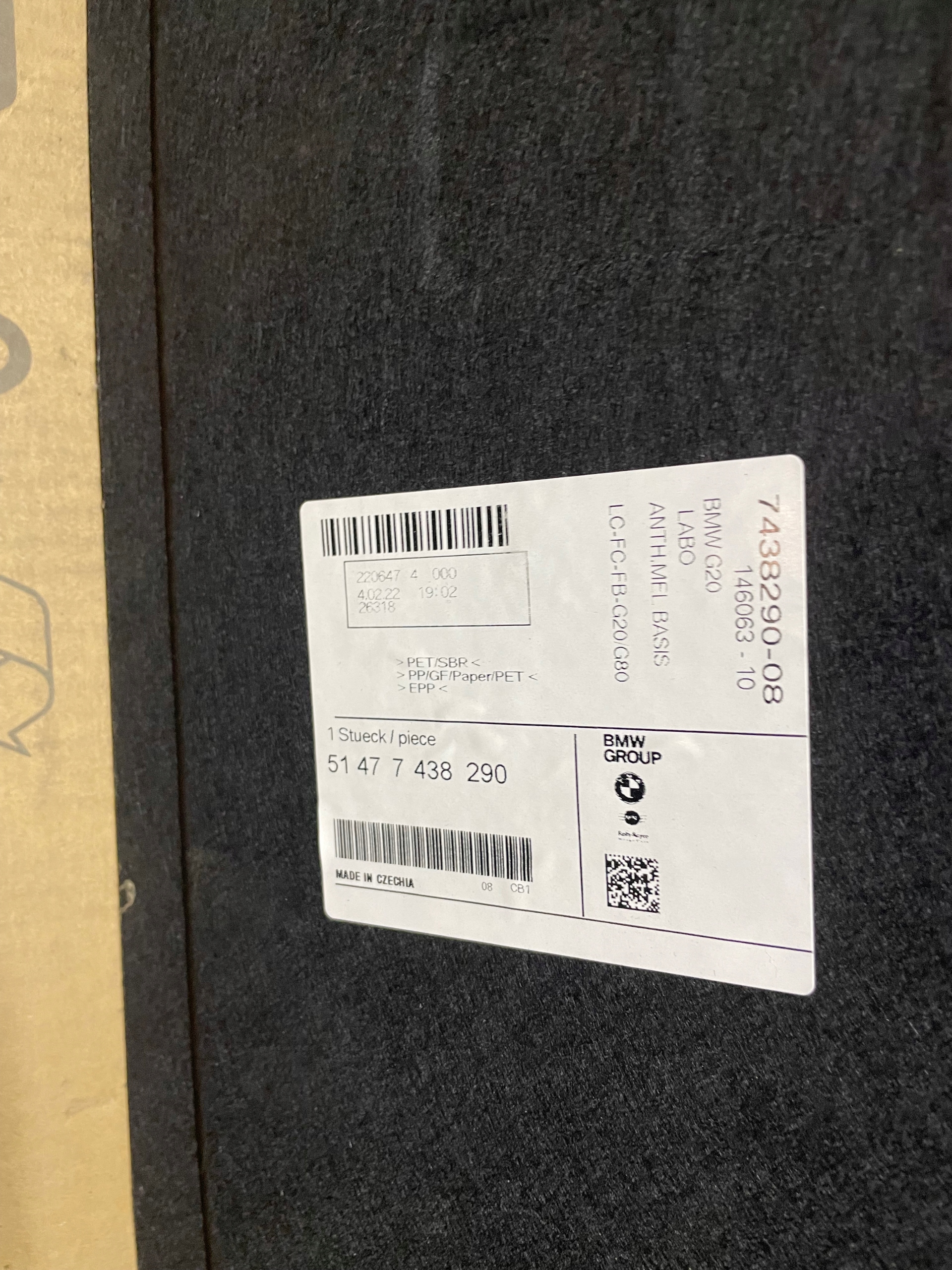 floor mats boot BMW 3 G20
