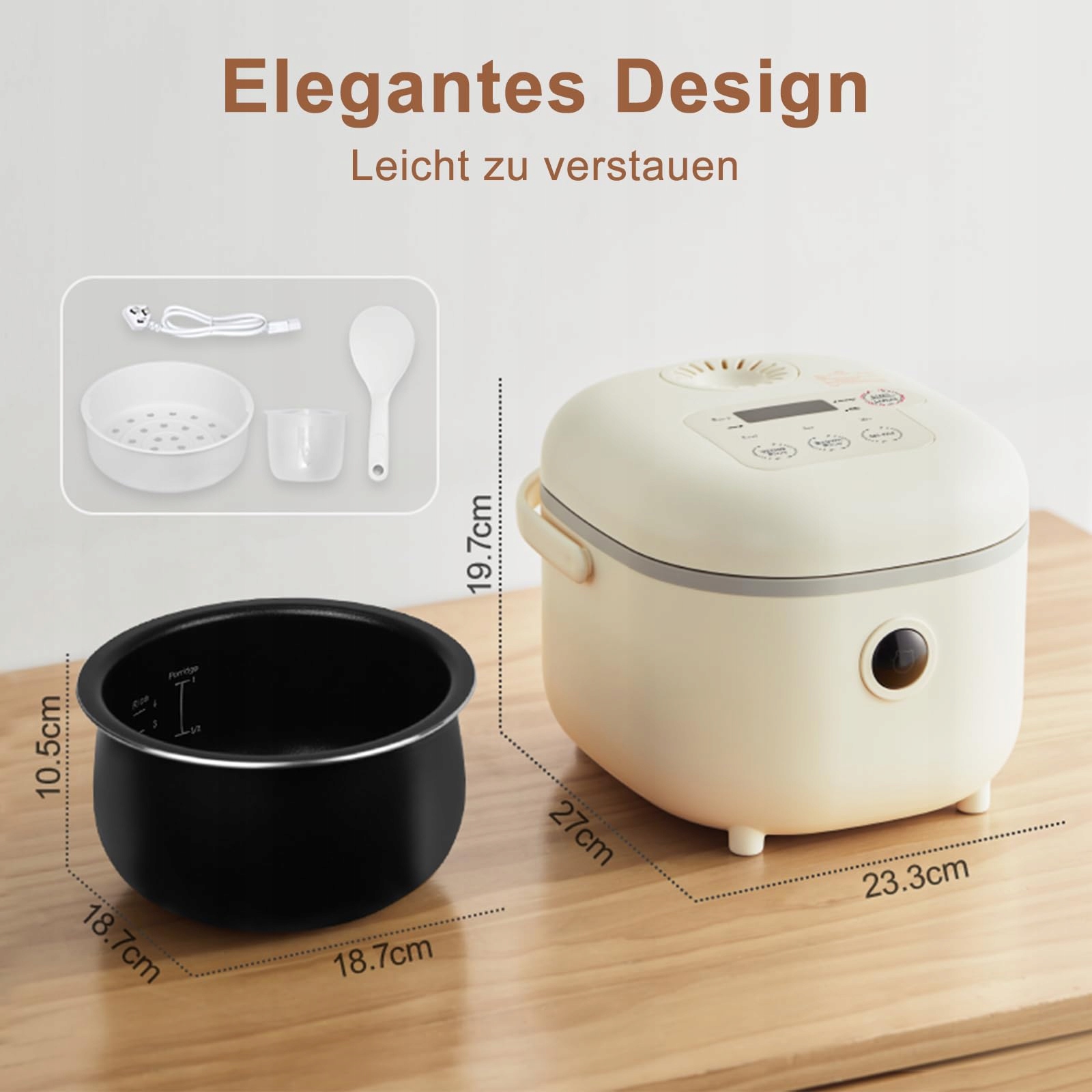 BEAR Elektryczny Ryżowar 350W 6 Funkcji Dla 2-4 Osób Z Parowarem — miniatura 4