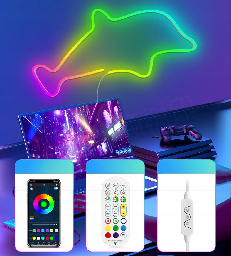 TAŚMA LED 5M NEON 5050 RGB BLUETOOTH APLIKACJA PILOT 2.4G RADIOWY PASEK 12V Marka inna