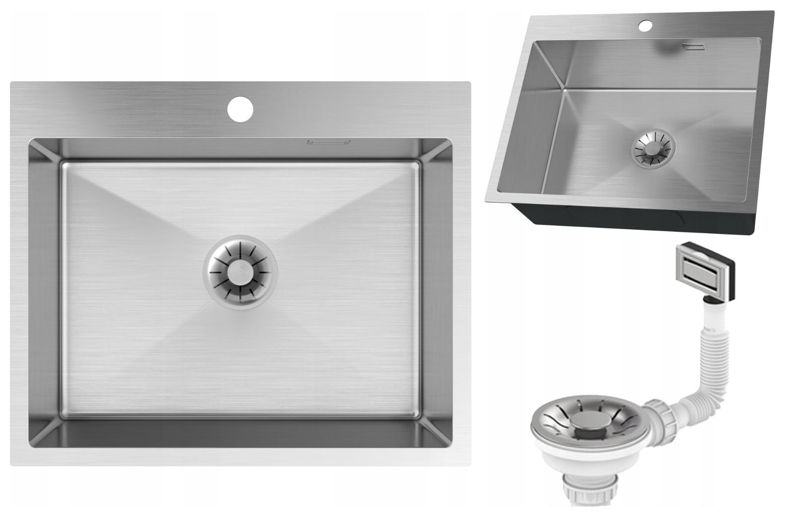 Jednokomorový Ocelový Dřez SILVO60 Chromový Stříbrný Kuchyňský Luxusní Sifon