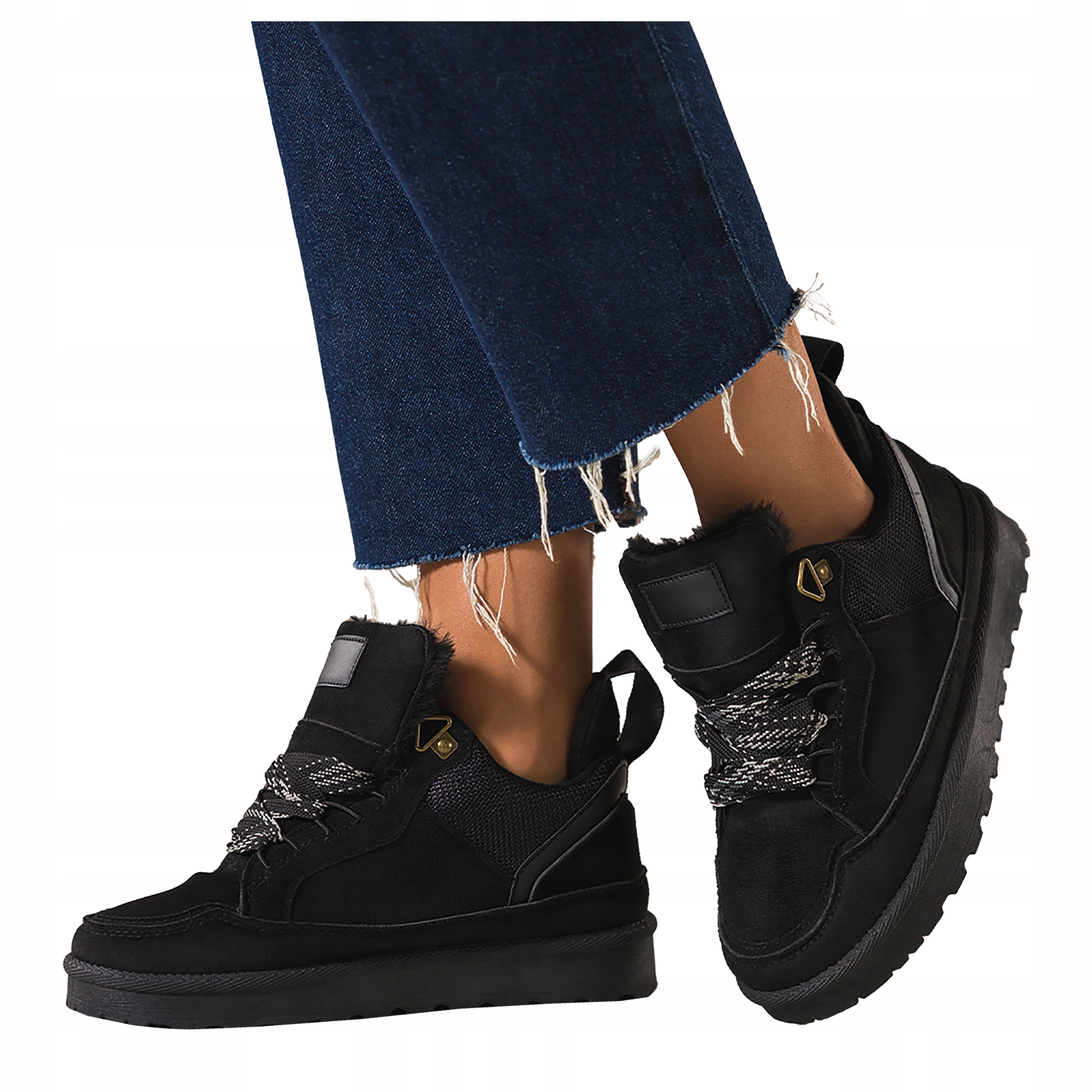 Černé dámské tenisky Pohodlné, běžecké, šněrovací platforma, velikost 38