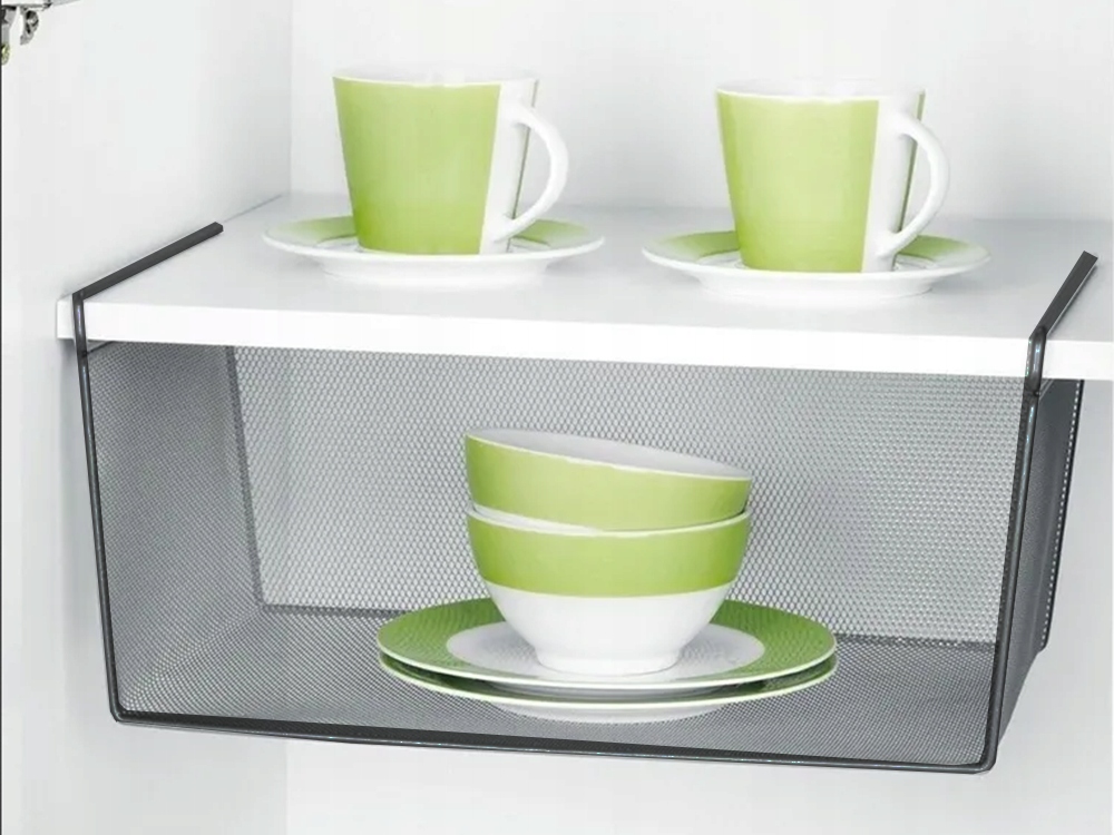 KOSZ KOSZYK METALOWY PODWIESZANY PÓŁKA KUCHENNA WISZĄCA ORGANIZER POD PÓŁKĘ Materiał metal