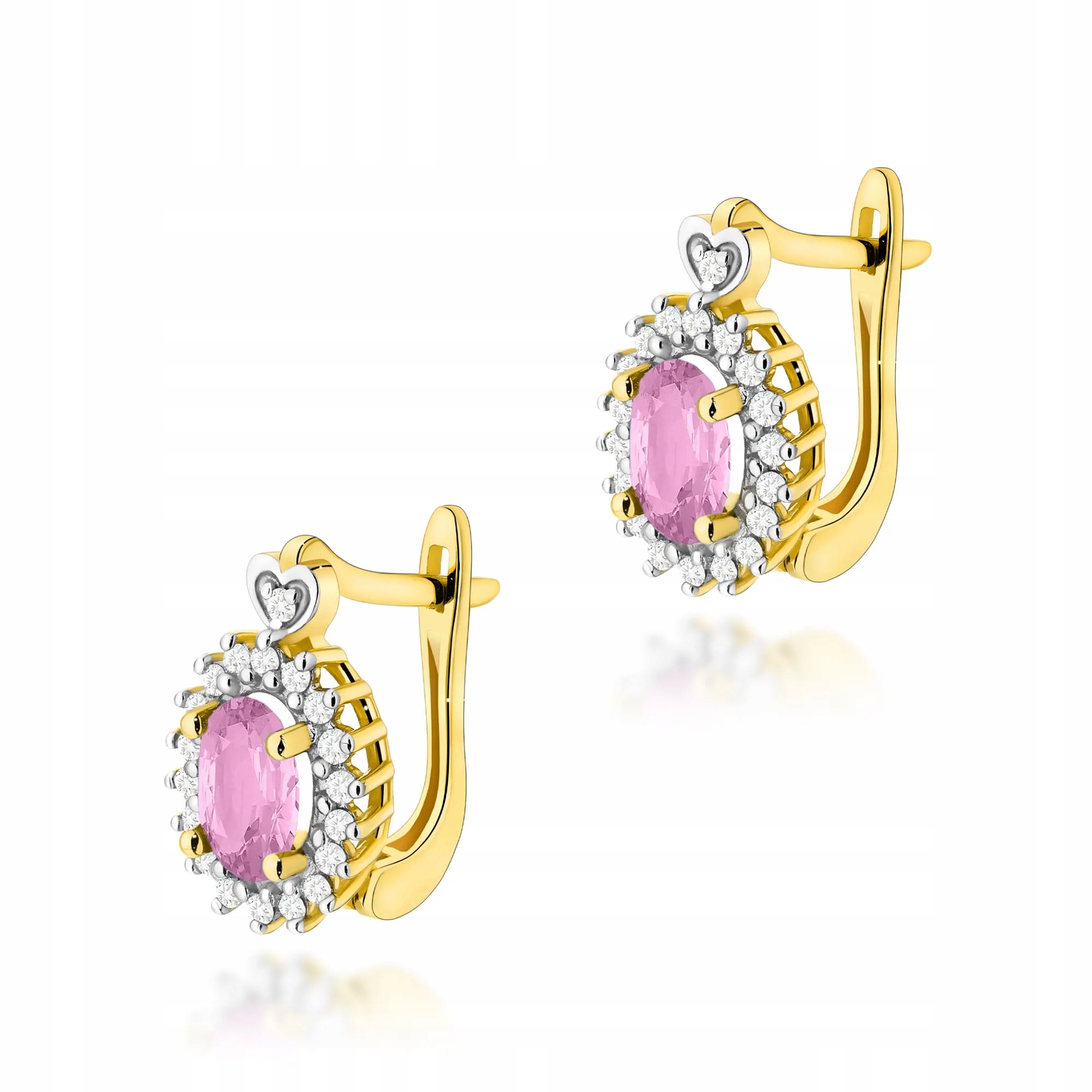 Złote kolczyki Szafir Różowy 2 x 0,45ct żółte złoto pr. 585