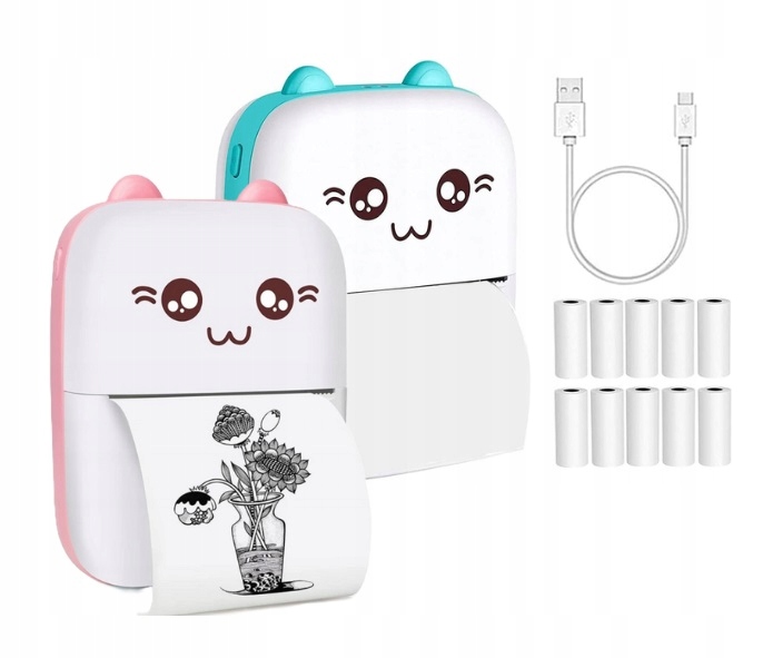 Drukuś Mini Termální Tiskárna Pro Fotografie Multifunkční 11 rolí Bonus!